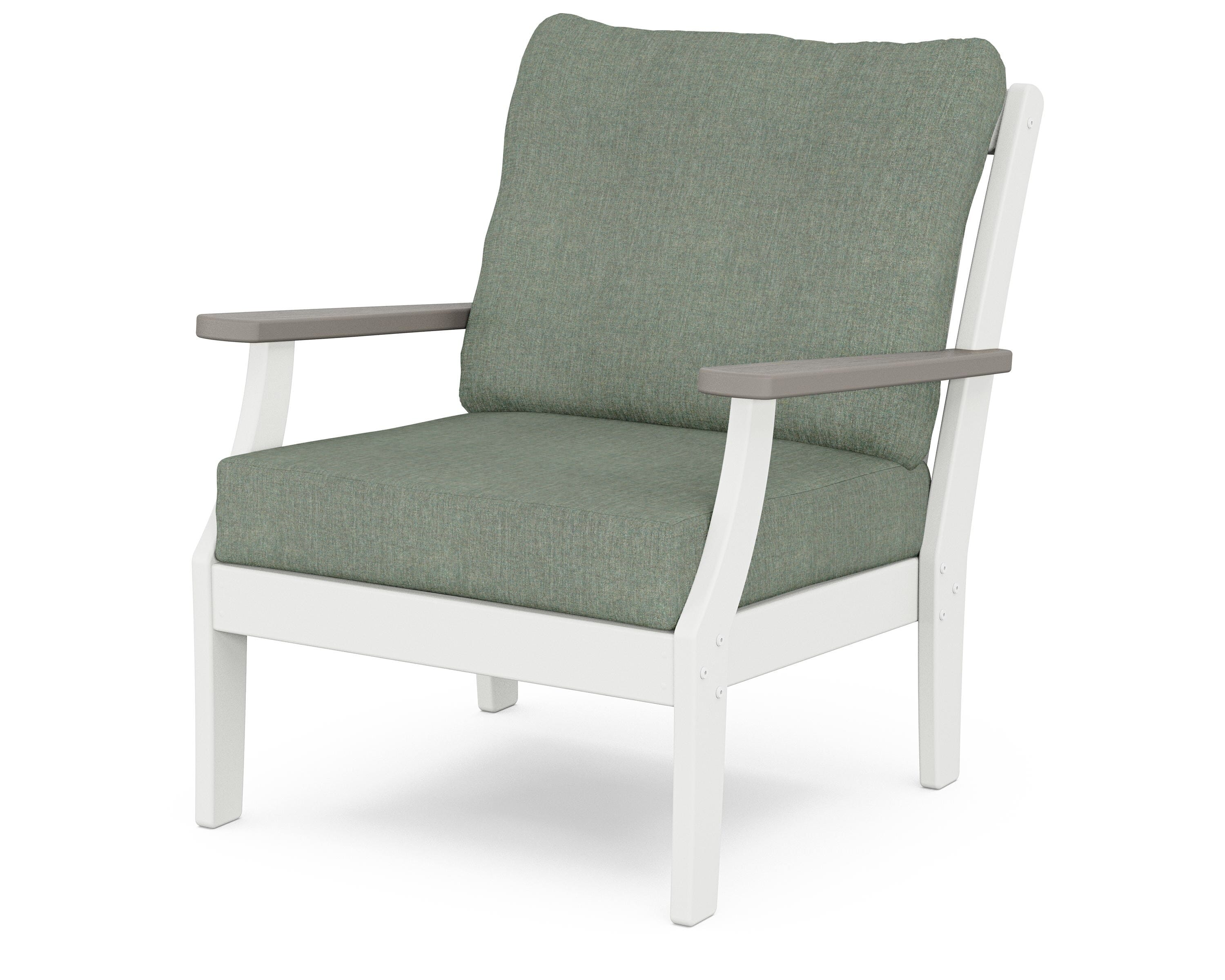 POLYWOOD® Braxton Deep Seating Chair in White / Driftwood / Cast Sage