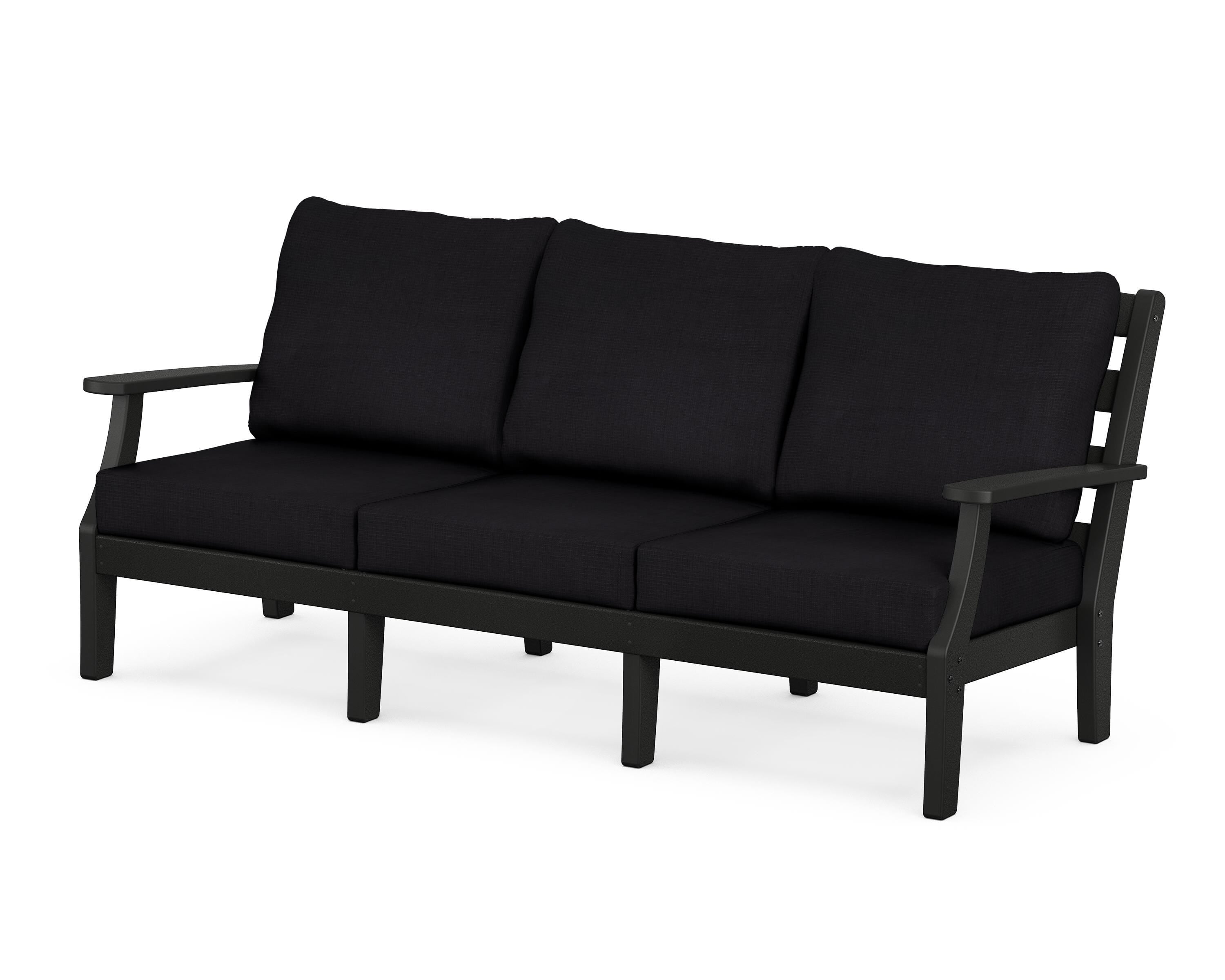 POLYWOOD® Chesapeake Deep Seating Sofa in Black / Midnight Linen