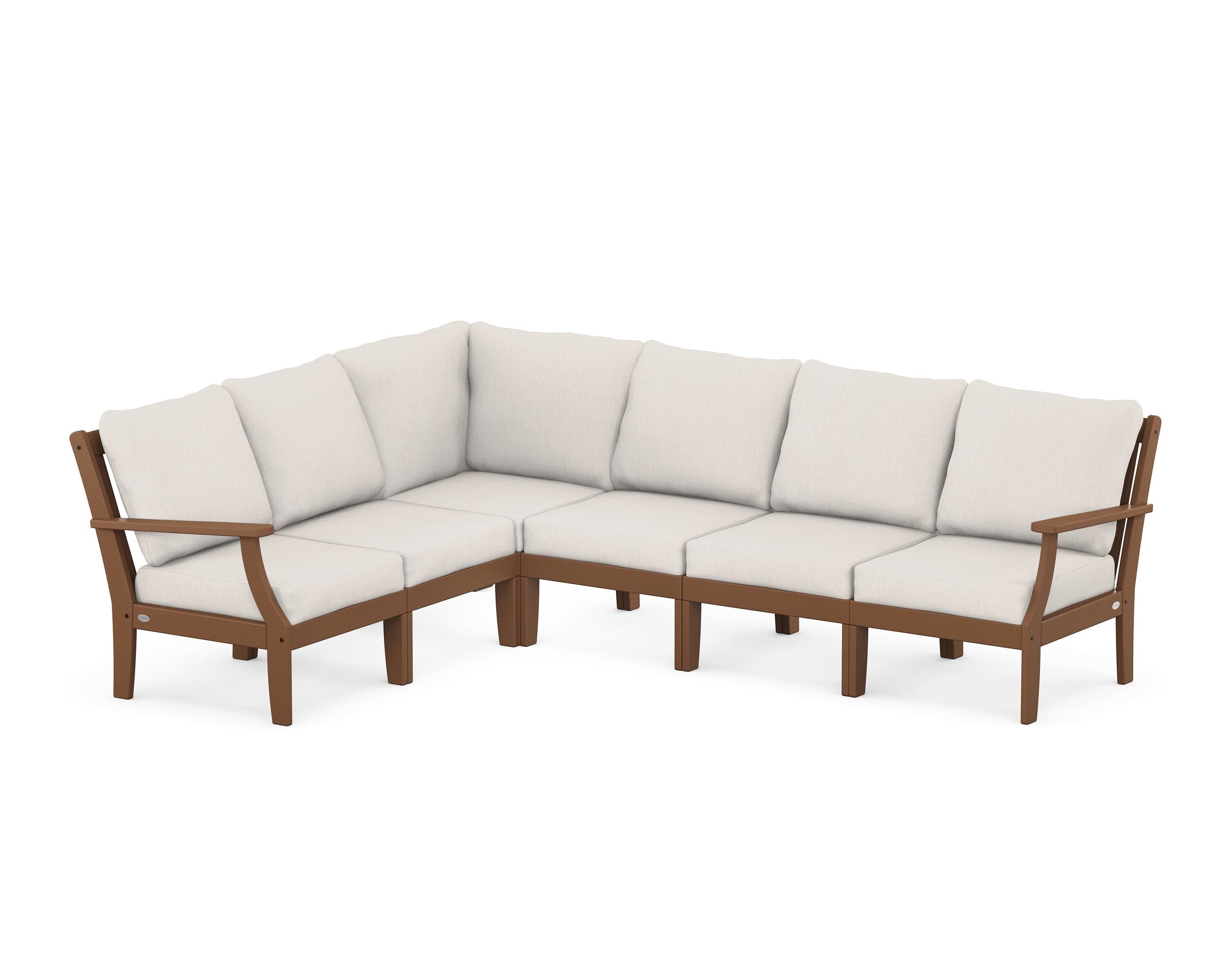 POLYWOOD® Braxton Modular 6-Piece Deep Seating Set in Teak / Cast Ash