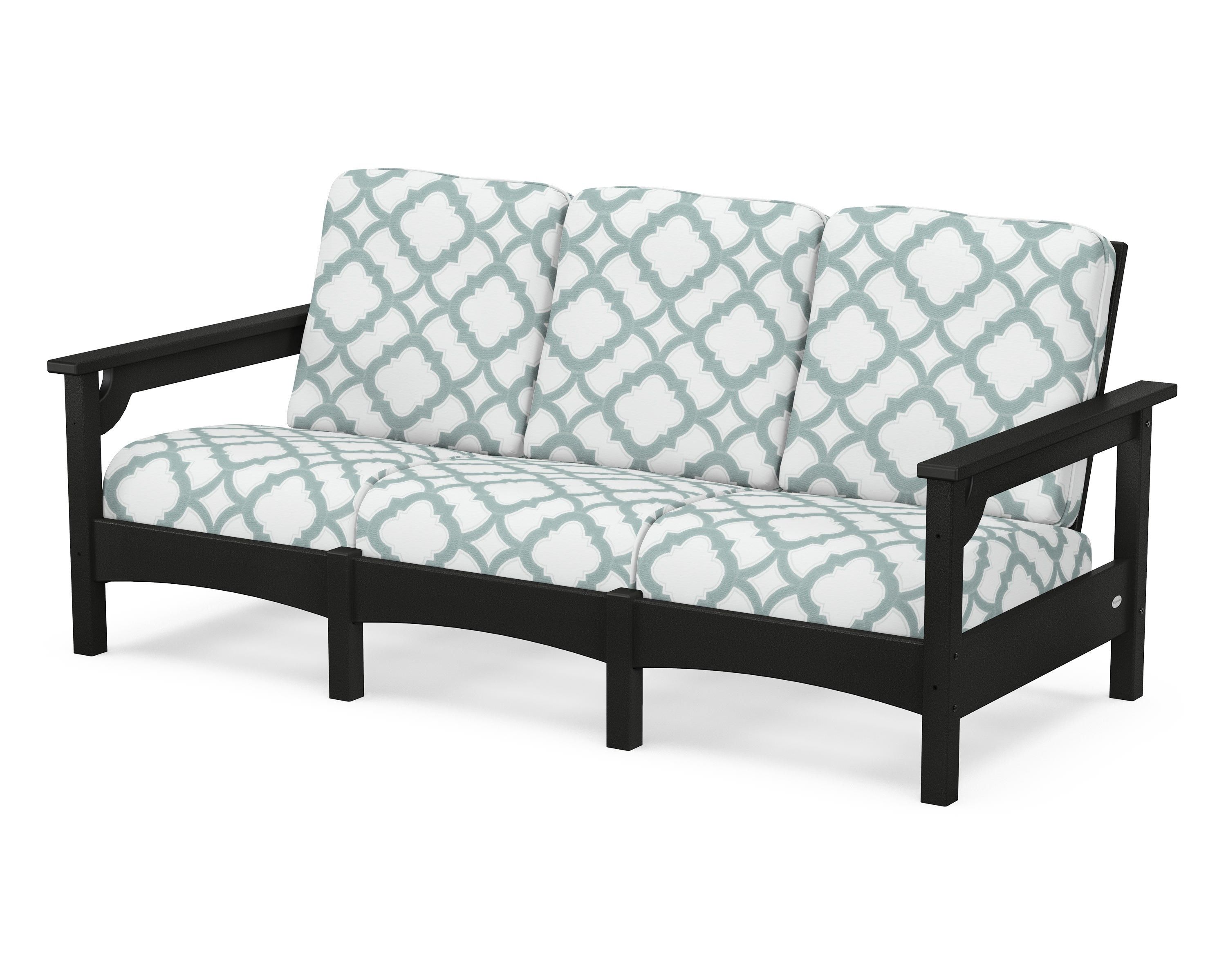 POLYWOOD® Club Sofa in Black / Trellis Glacier Spa