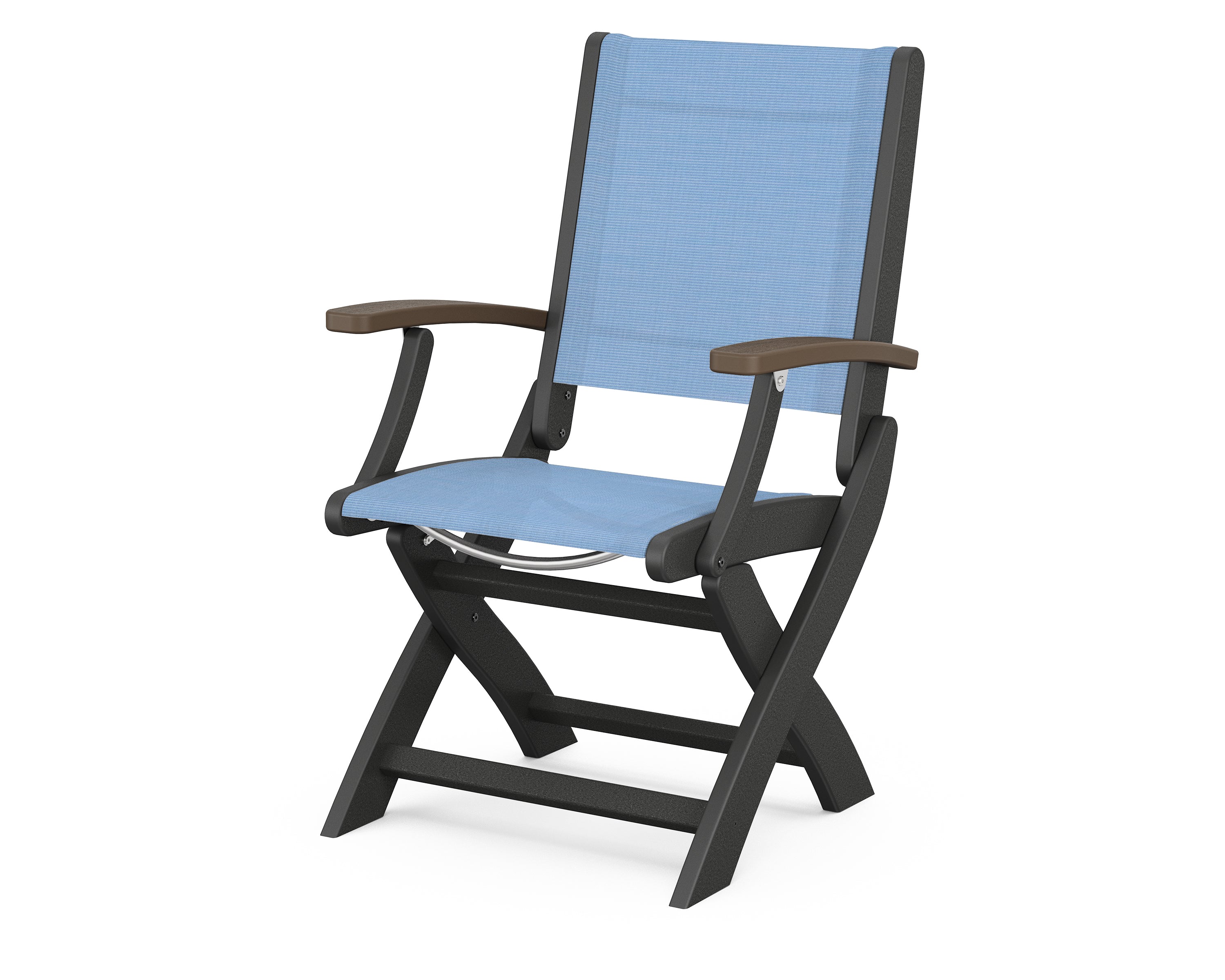 POLYWOOD® Coastal Folding Chair in Black / Kona / Poolside Sling