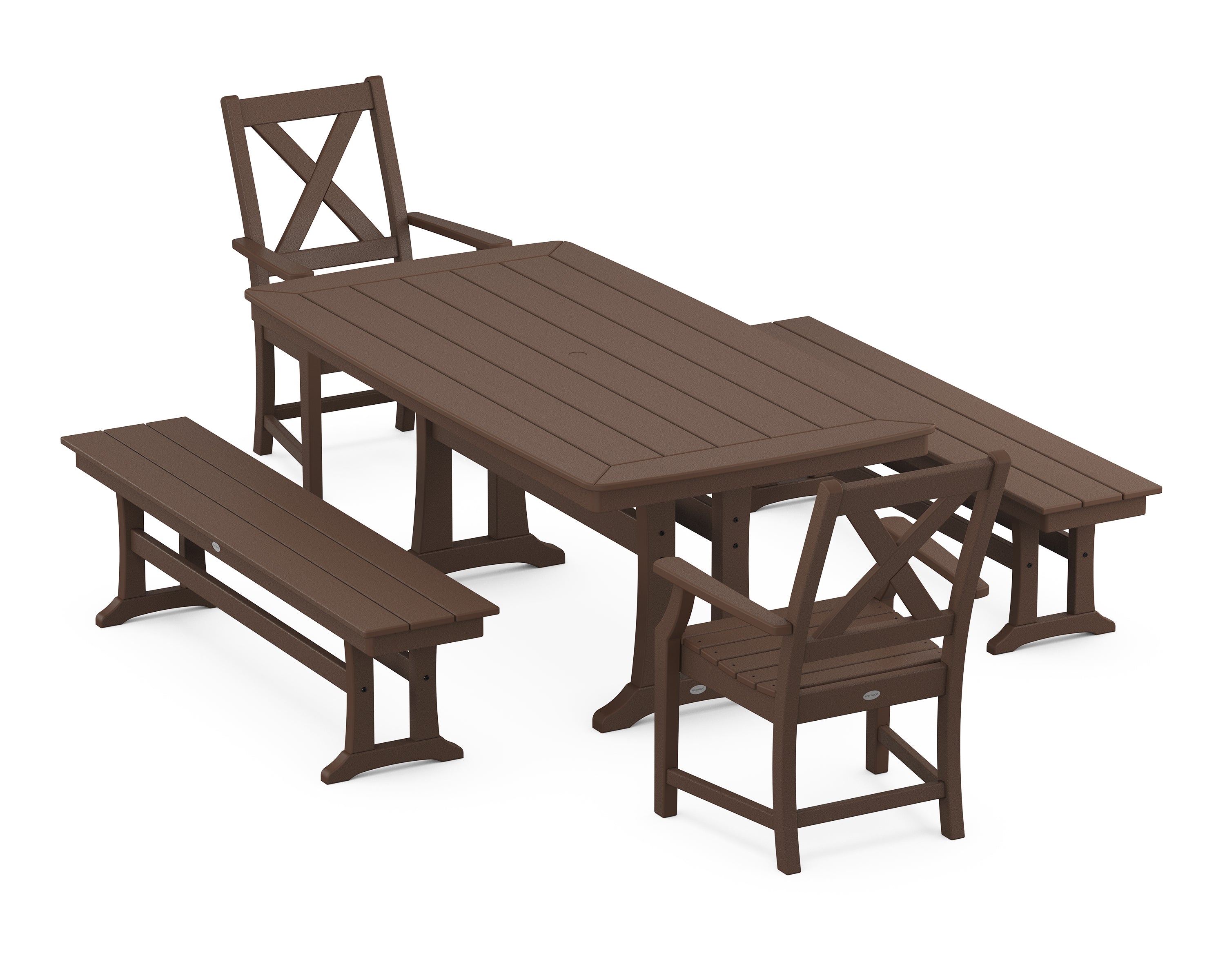 POLYWOOD® Braxton 5-Piece Dining Set with Trestle Legs in Mahogany