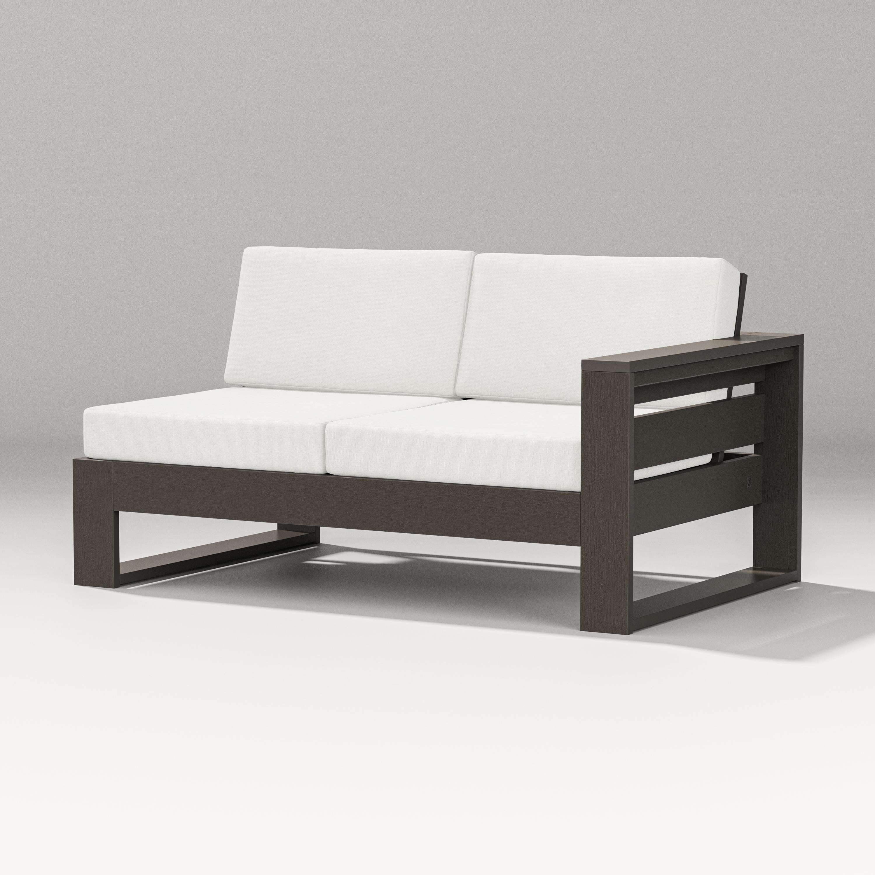 PW Designer Series Latitude Modular Right Arm Loveseat in Vintage Coffee / Natural Linen