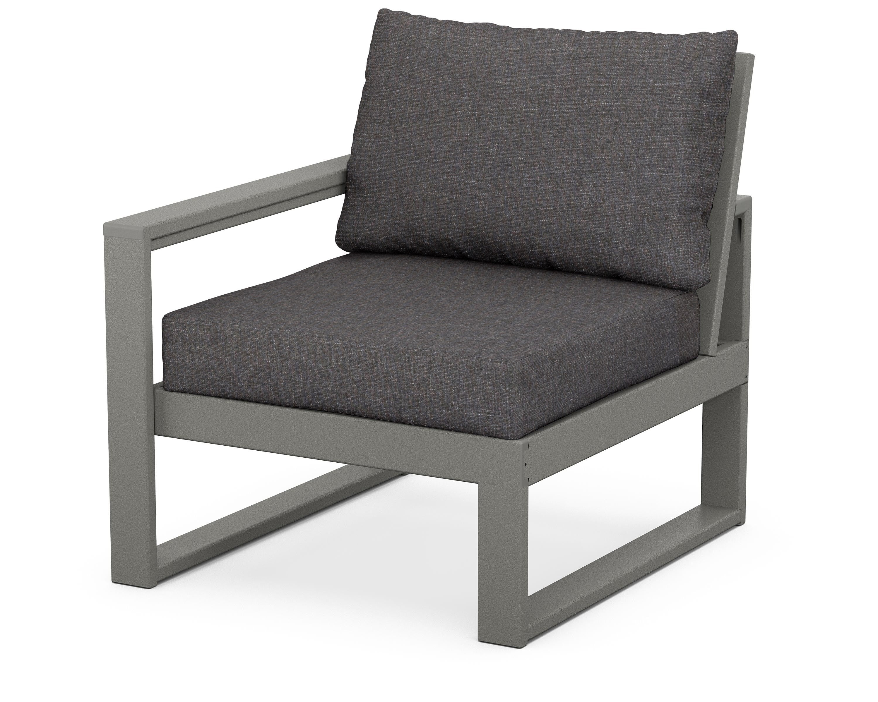 POLYWOOD® EDGE Modular Left Arm Chair in Slate Grey / Ash Charcoal