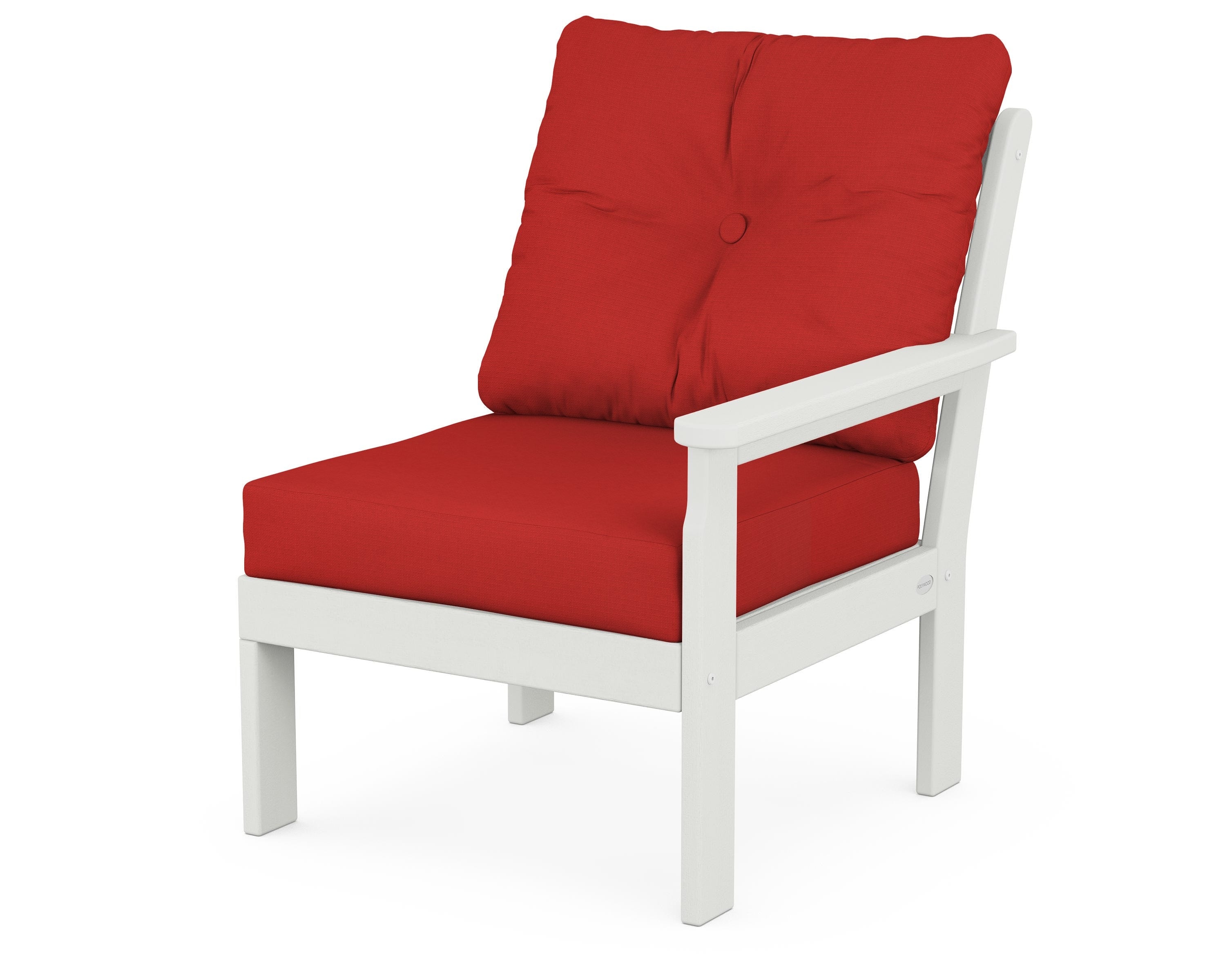 POLYWOOD® Vineyard Modular Right Arm Chair in Vintage White / Crimson Linen
