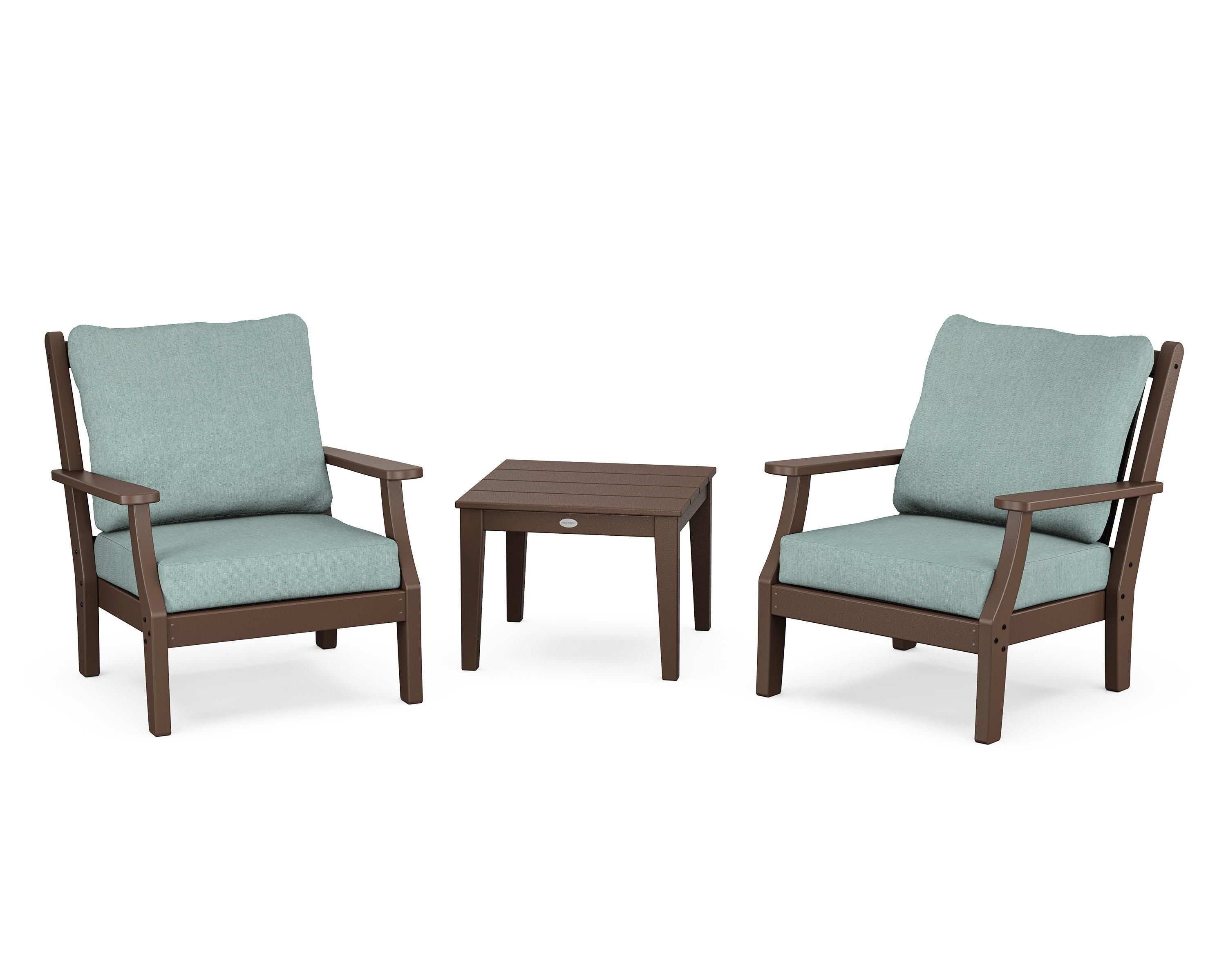Country Living Wovendale 3-Piece Deep Seating Set in Mahogany / Glacier Spa
