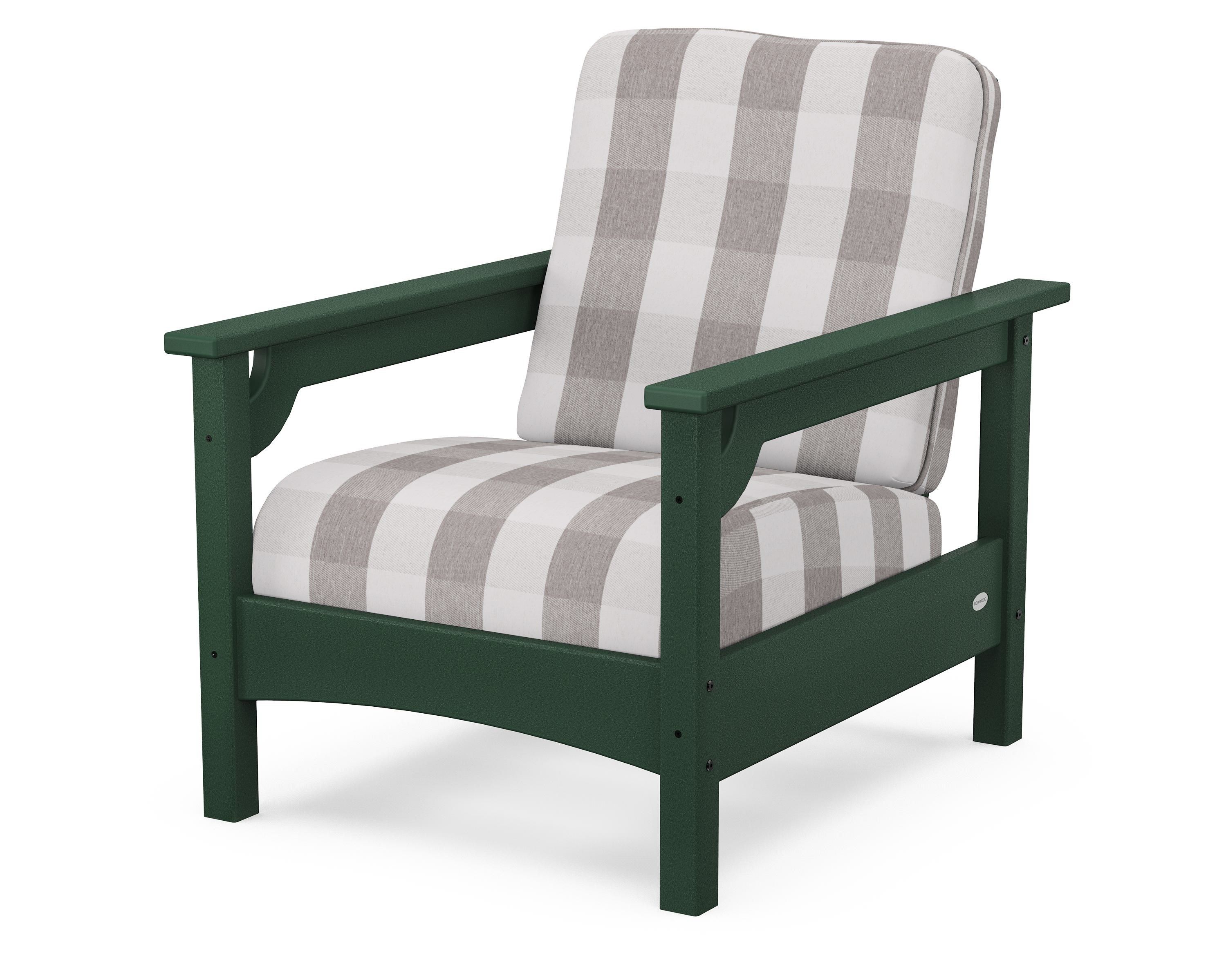 POLYWOOD® Club Chair in Green / Buffalo Plaid Grey Mist