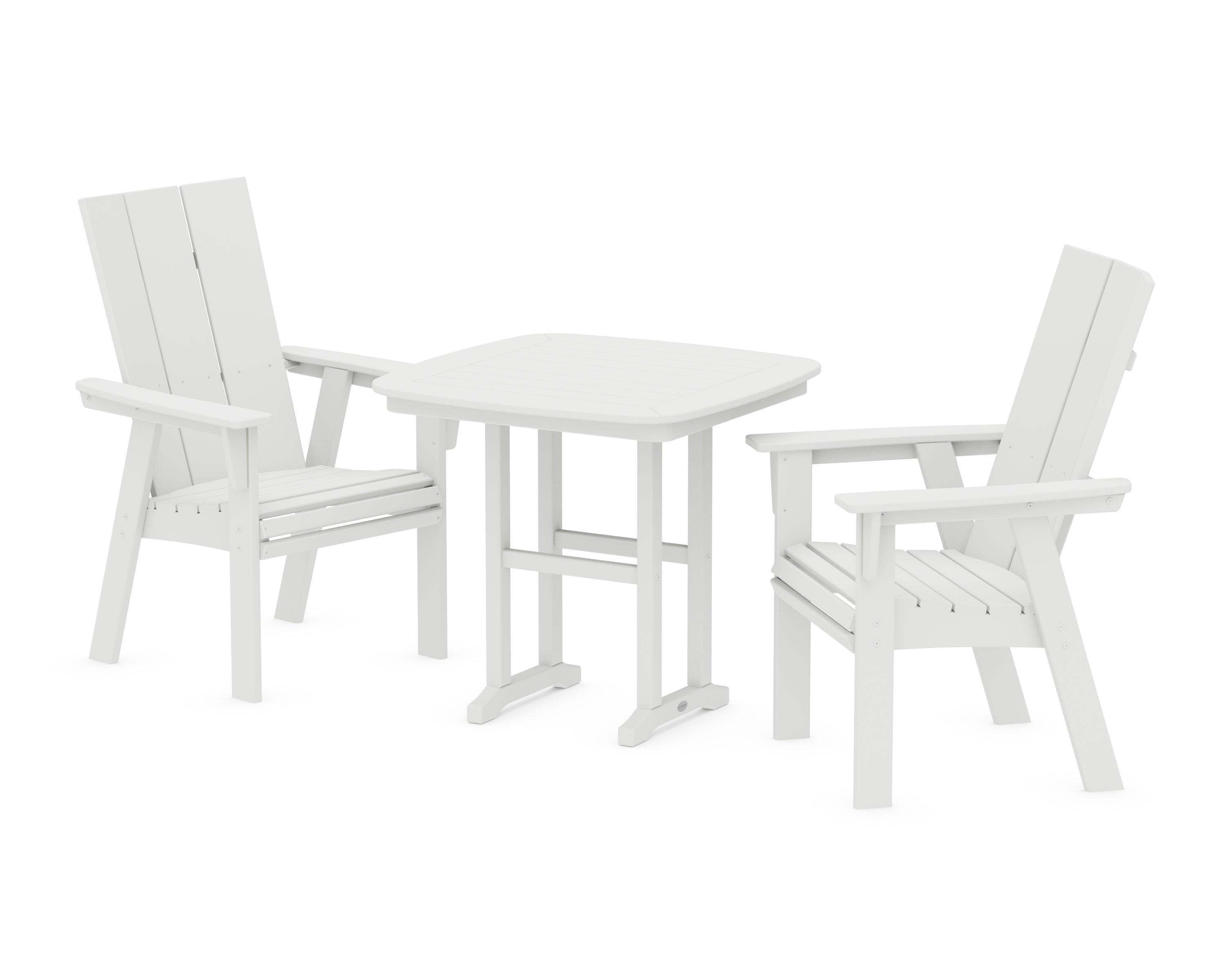 POLYWOOD® Modern Adirondack 3-Piece Dining Set in White