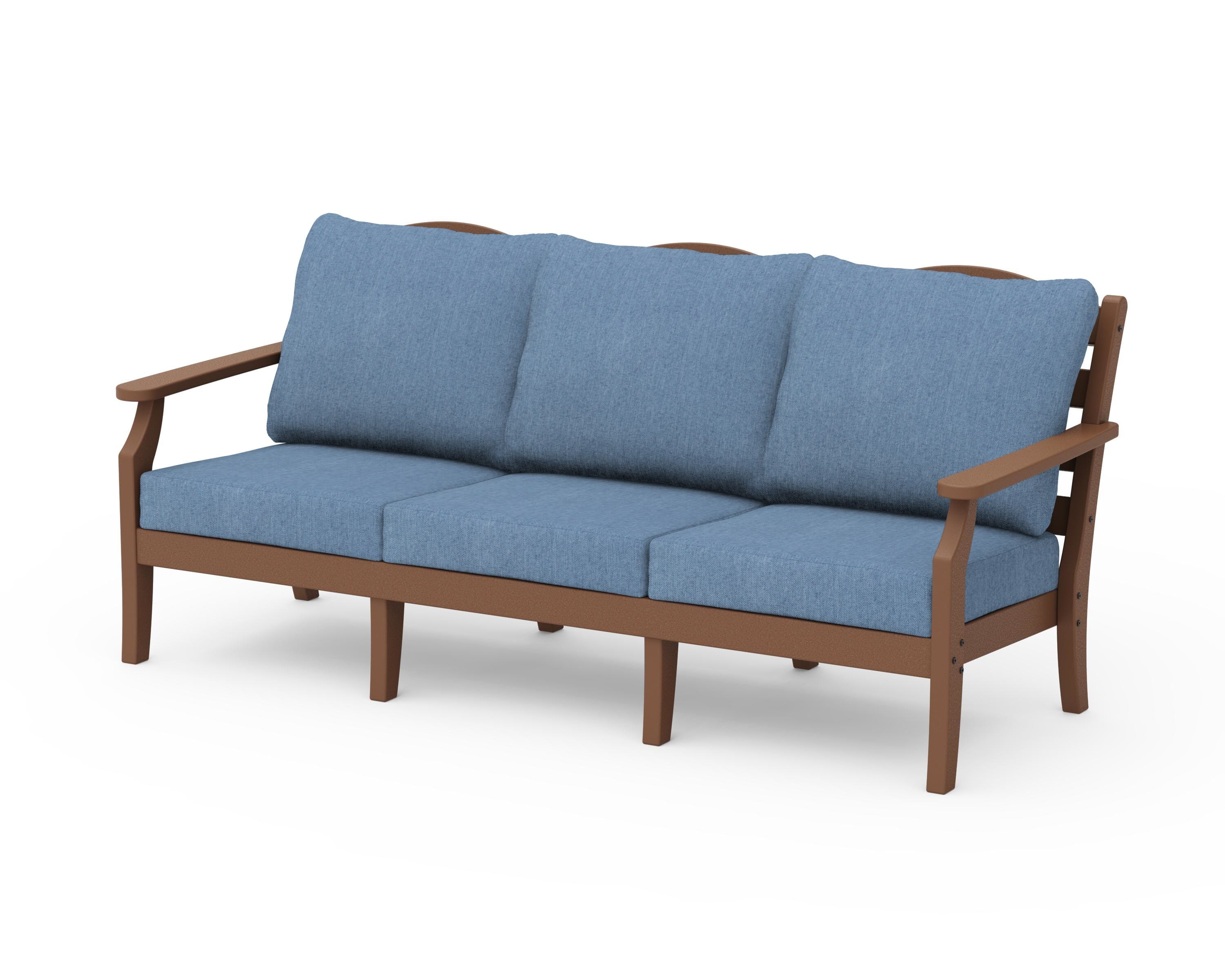 Draper James™ by POLYWOOD® Savannah Deep Seating Sofa in Teak / Sky Blue
