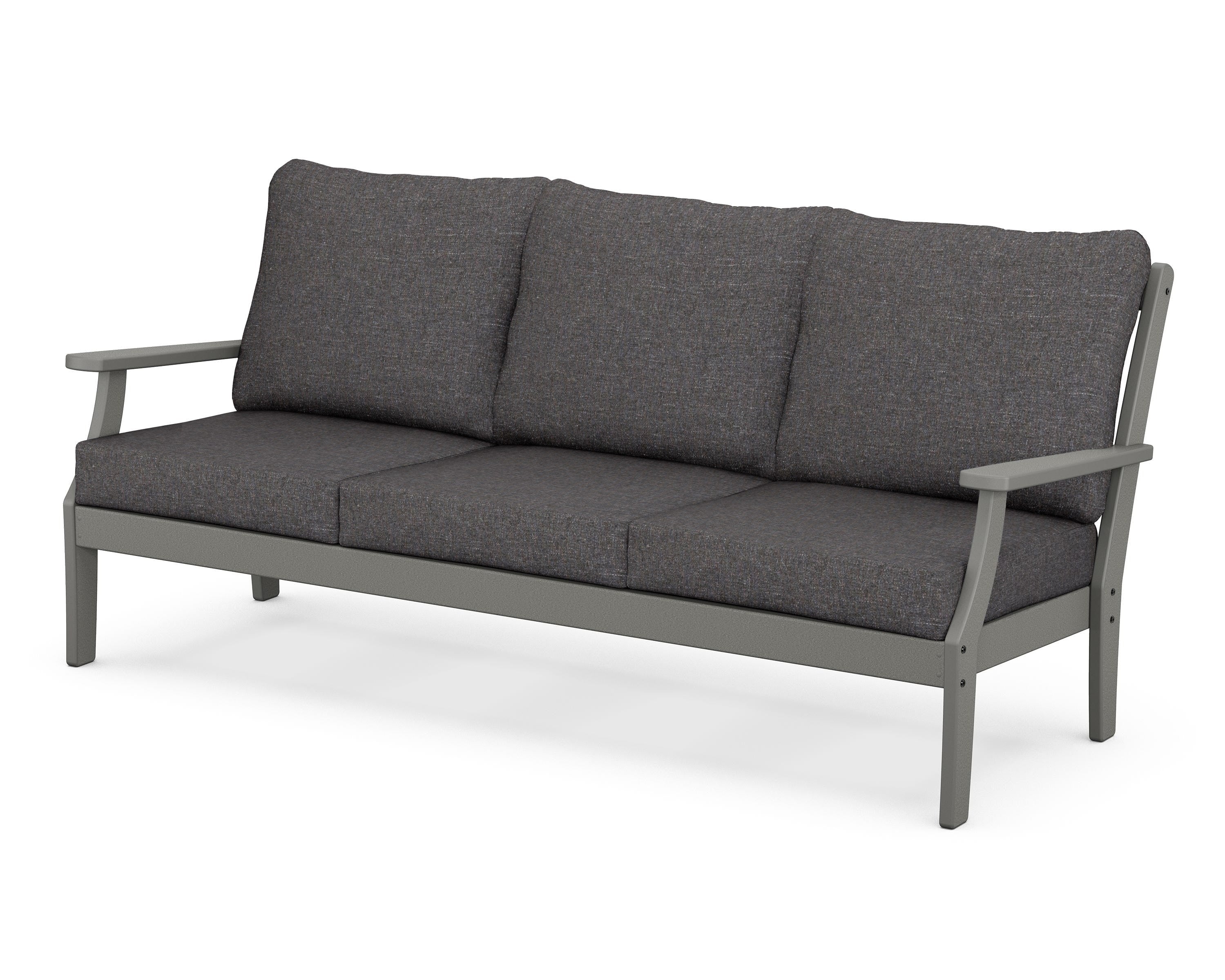 POLYWOOD® Braxton Deep Seating Sofa in Slate Grey / Ash Charcoal