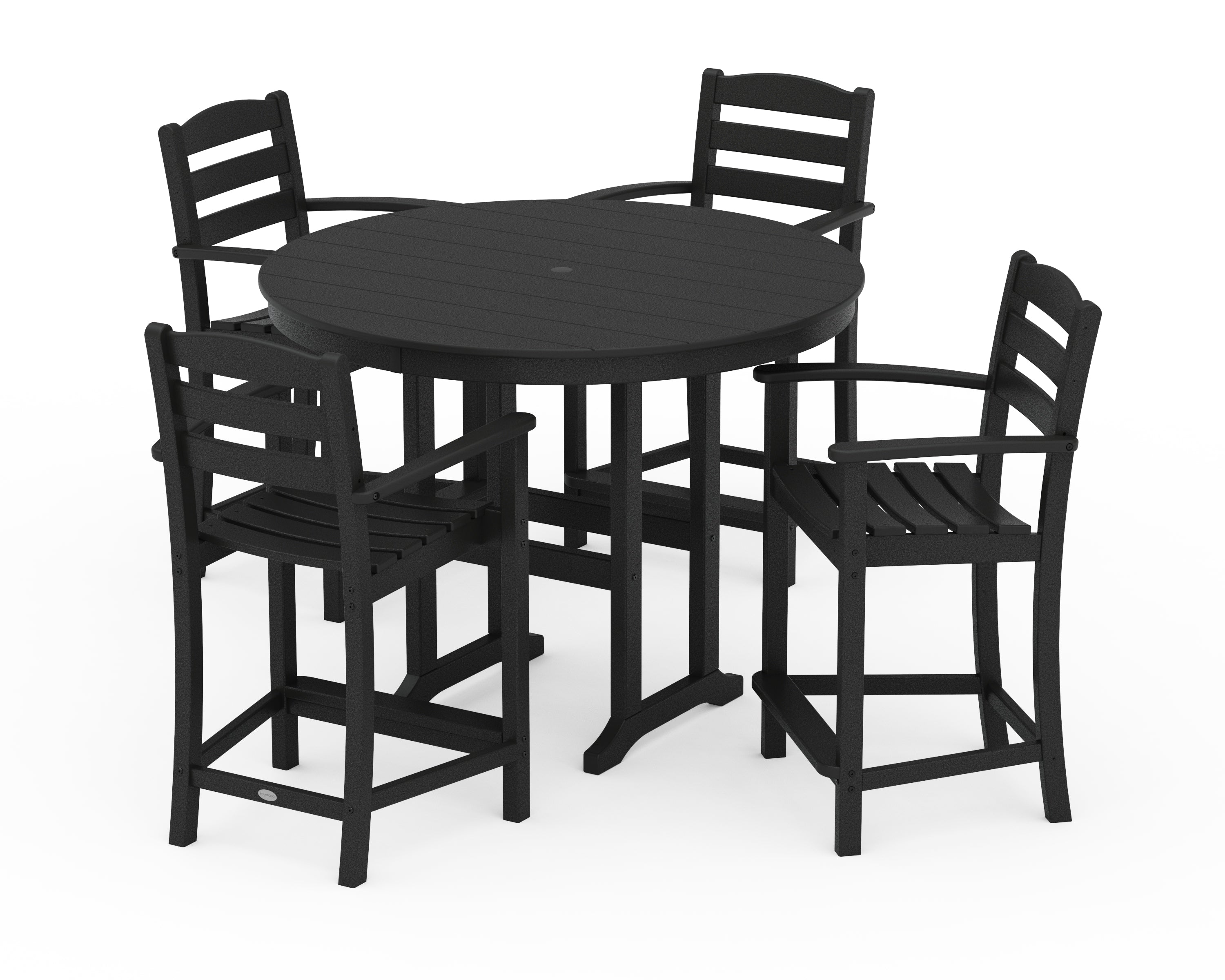 POLYWOOD® La Casa Café 5-Piece Round Farmhouse Counter Set in Black