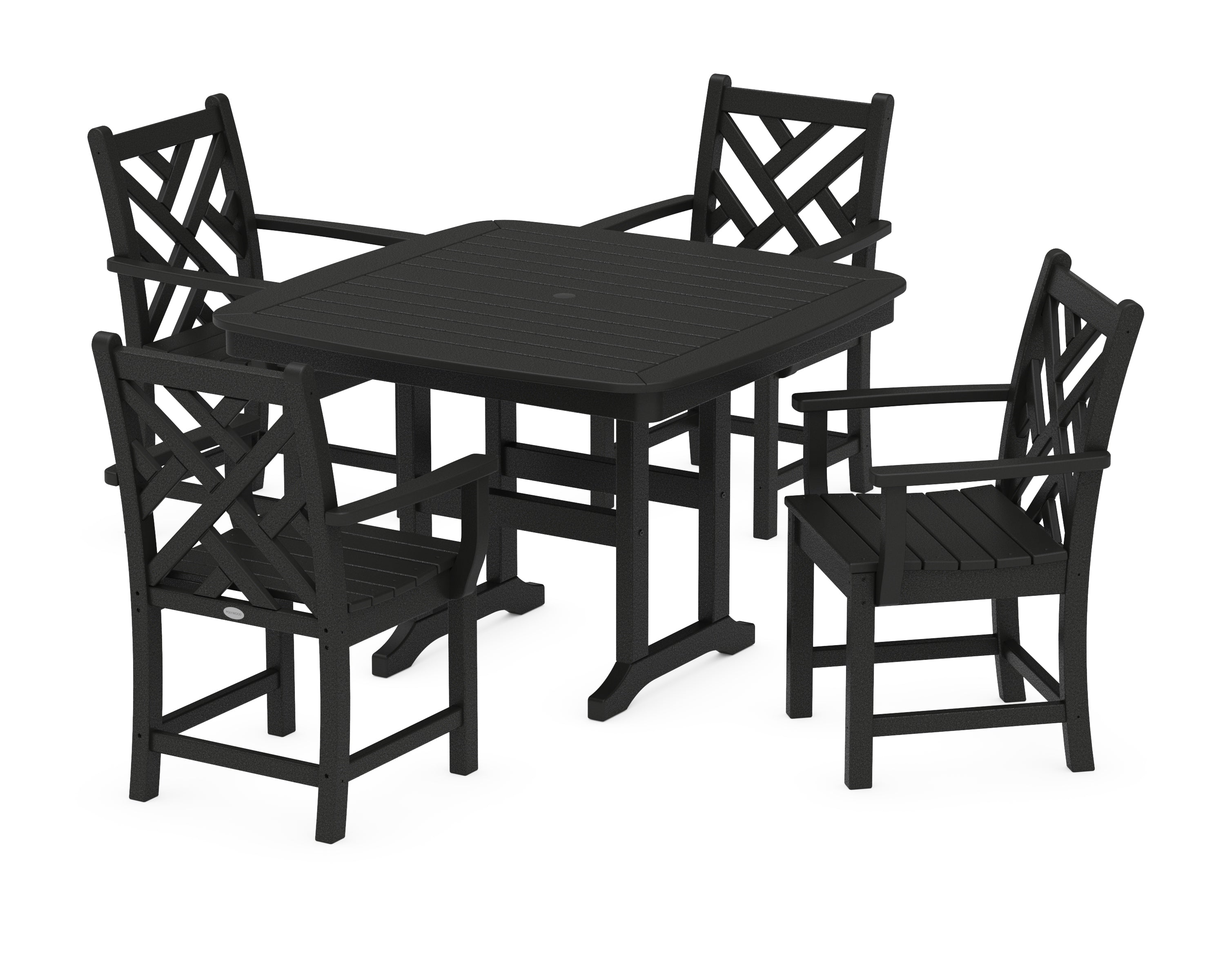 POLYWOOD® Chippendale 5-Piece Dining Set with Trestle Legs in Black