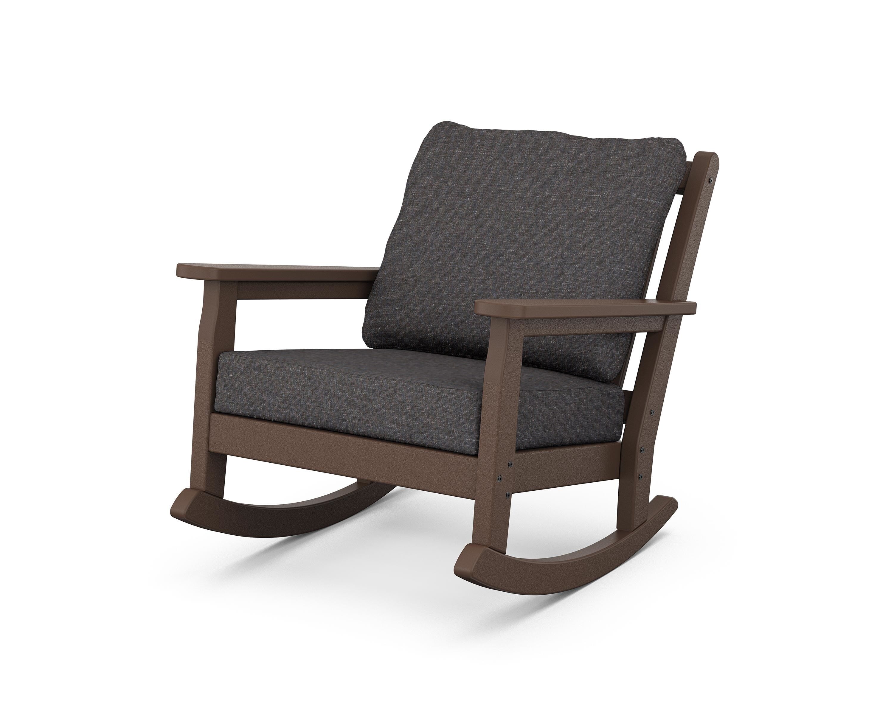 POLYWOOD® Chippendale Deep Seating Rocking Chair in Mahogany / Ash Charcoal