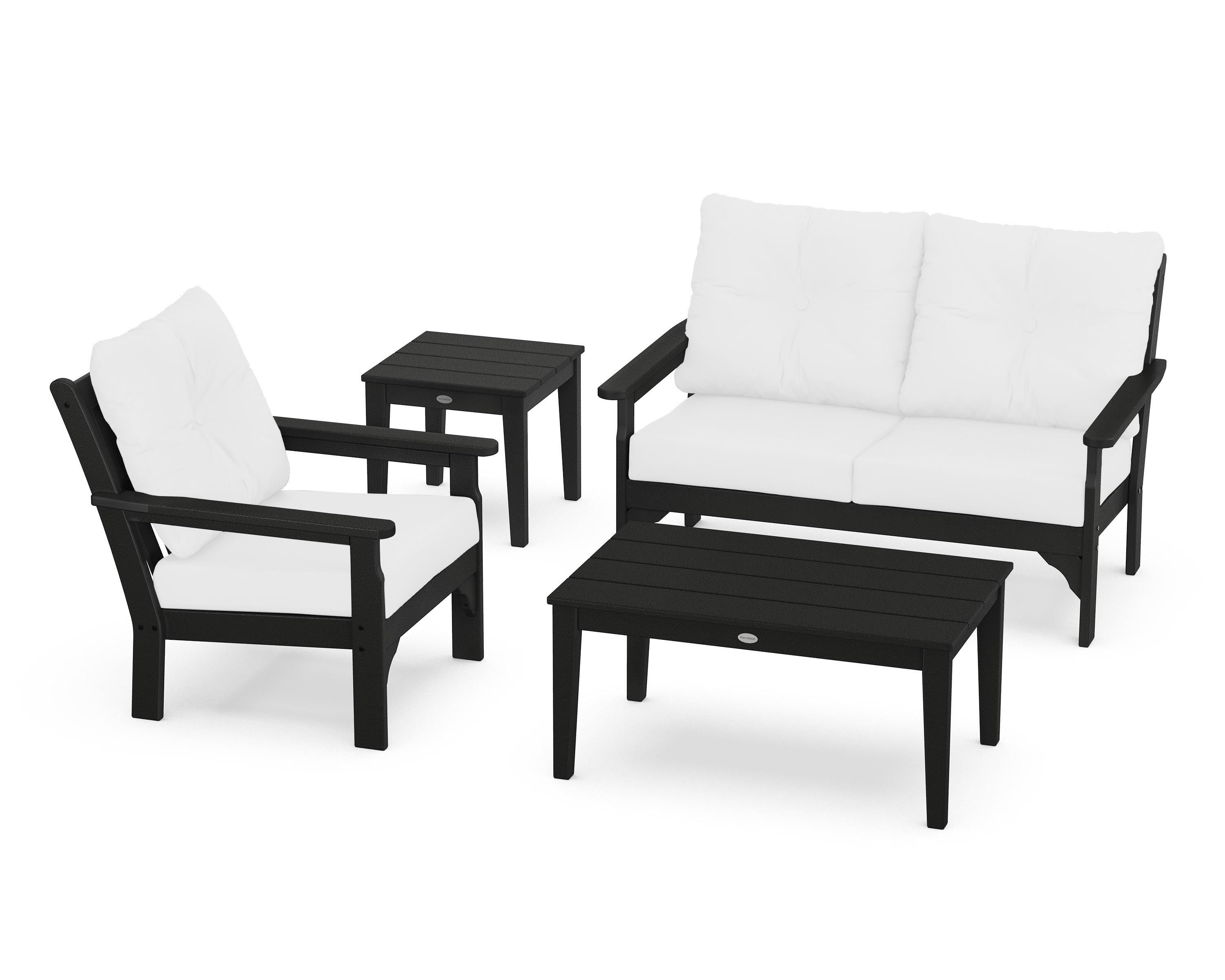 POLYWOOD® Vineyard 4-Piece Deep Seating Set in Black / Natural