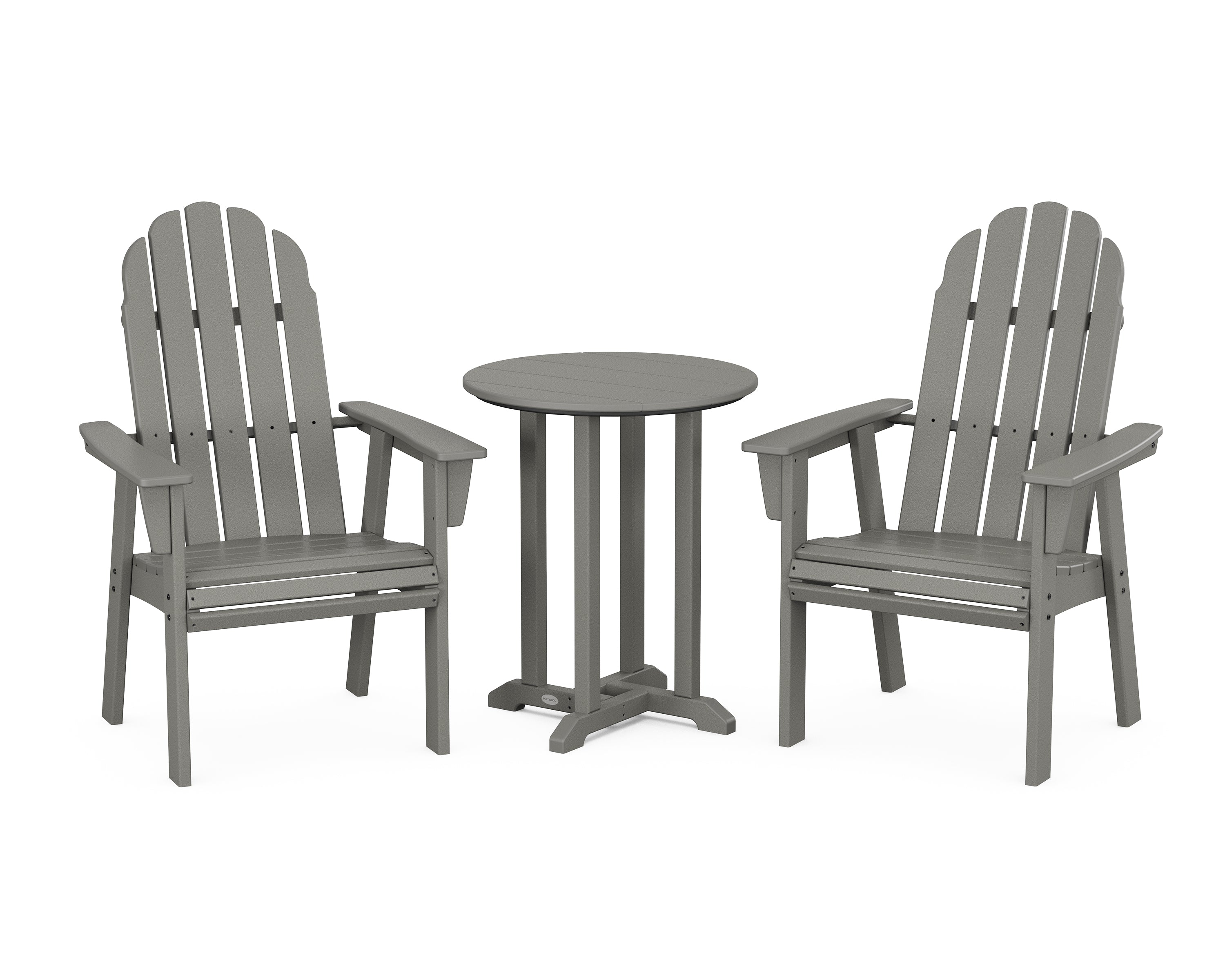 POLYWOOD® Vineyard Adirondack 3-Piece Round Bistro Dining Set in Slate Grey