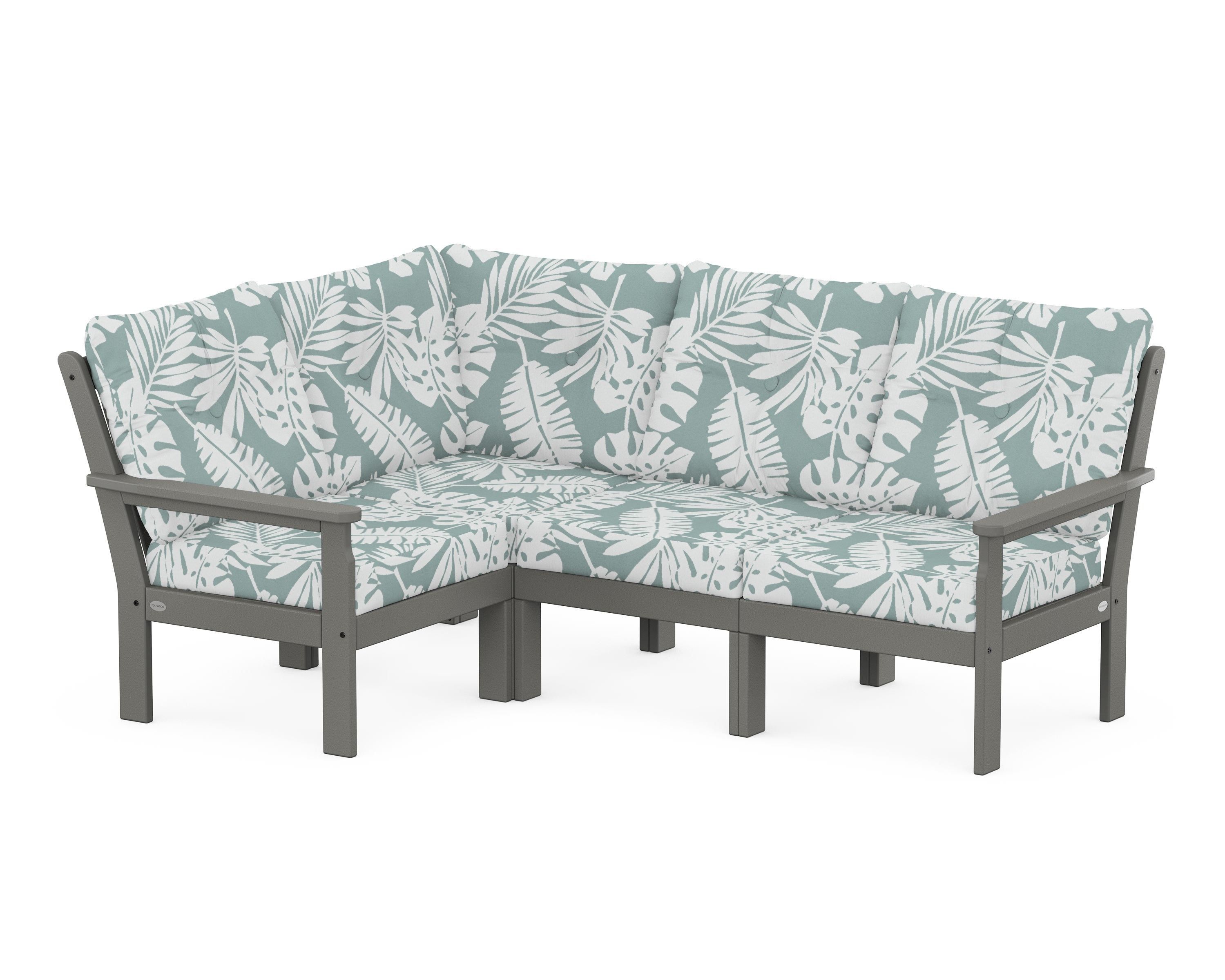 POLYWOOD® Vineyard 4-Piece Sectional in Slate Grey / Leaf Glacier Spa