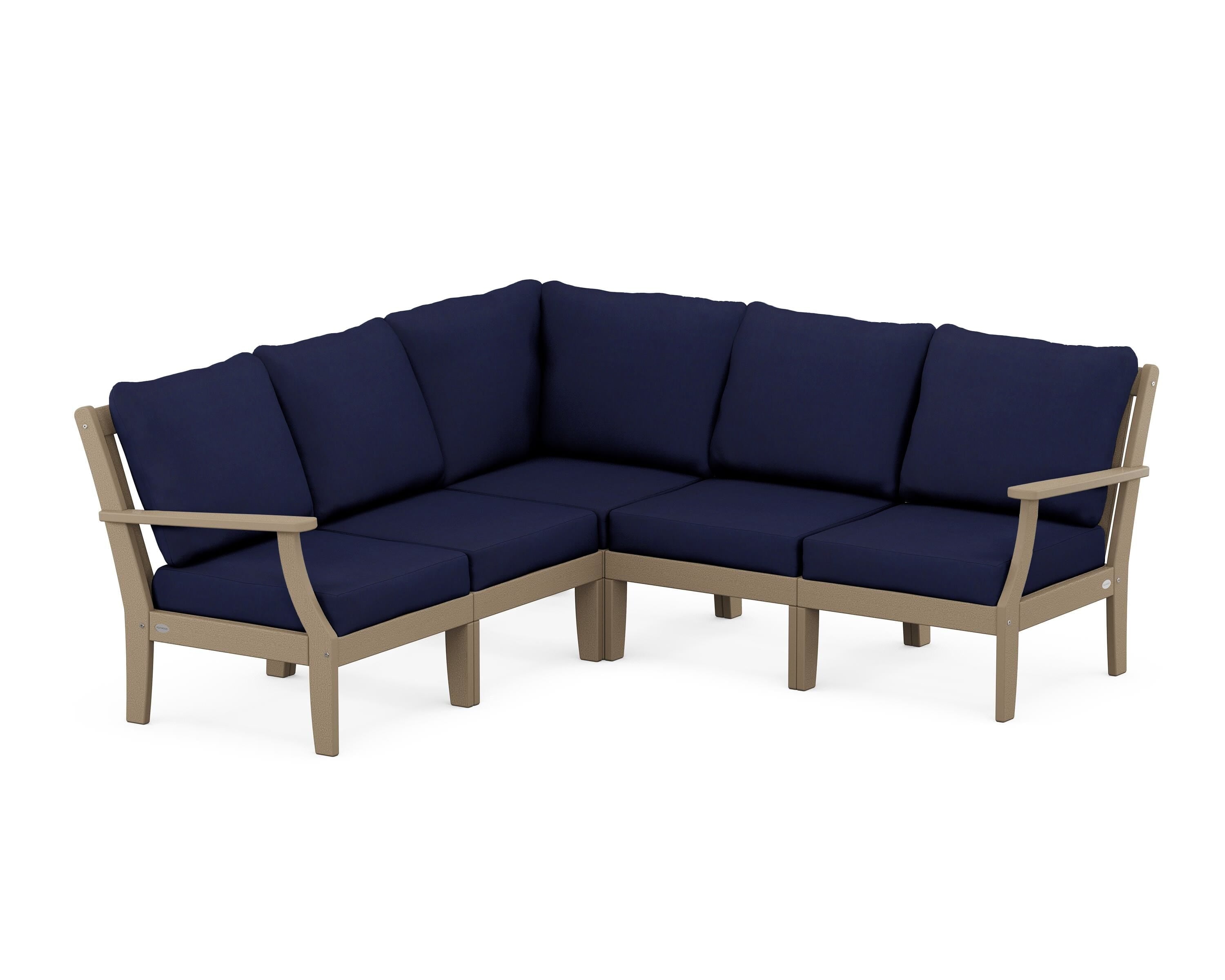 POLYWOOD® Braxton Modular 5-Piece Deep Seating Set in Vintage Sahara / Navy