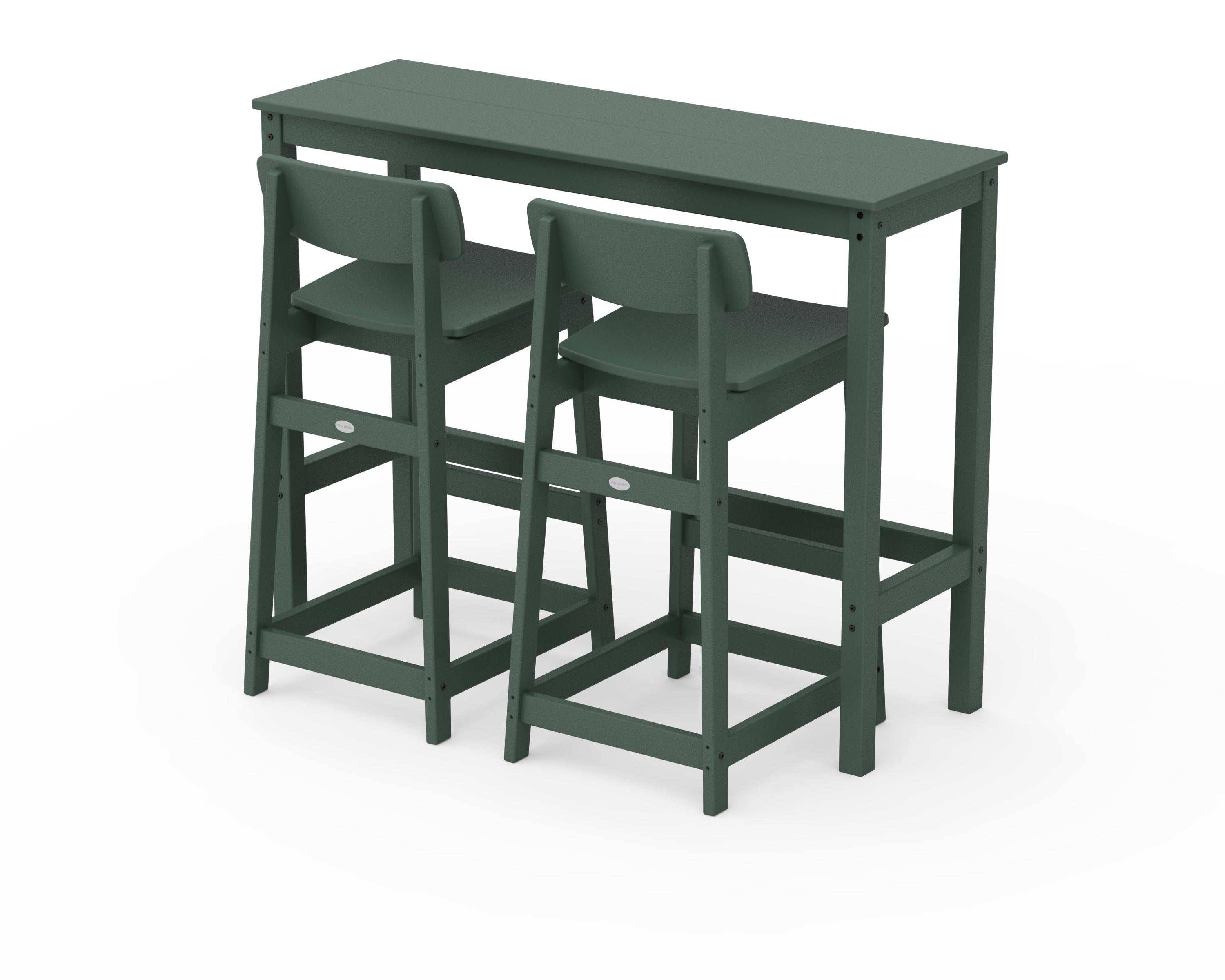 POLYWOOD® Modern Studio Urban Lowback Bar Chair 3-Piece Balcony Set in Green