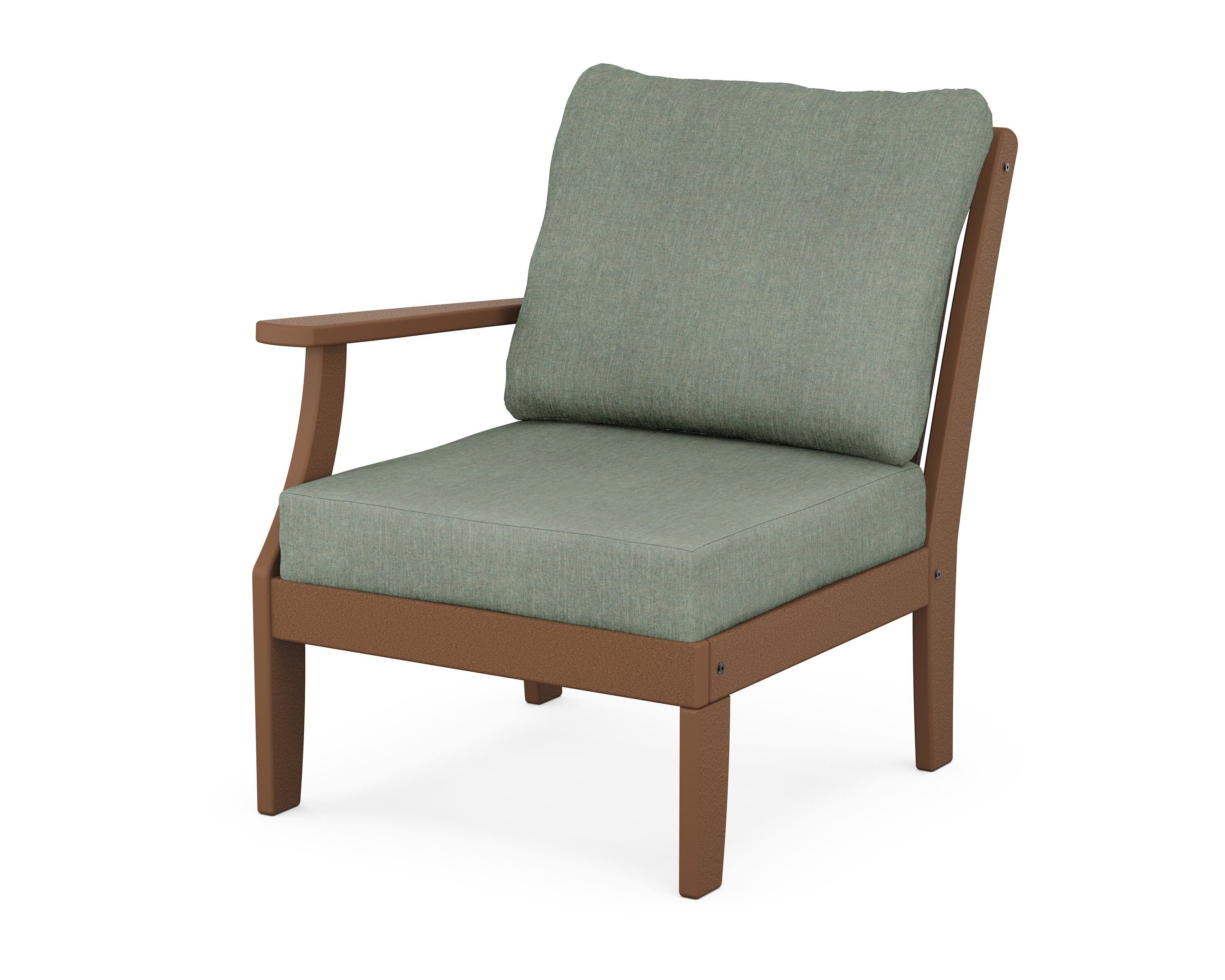 POLYWOOD® Braxton Modular Left Arm Chair in Teak / Cast Sage