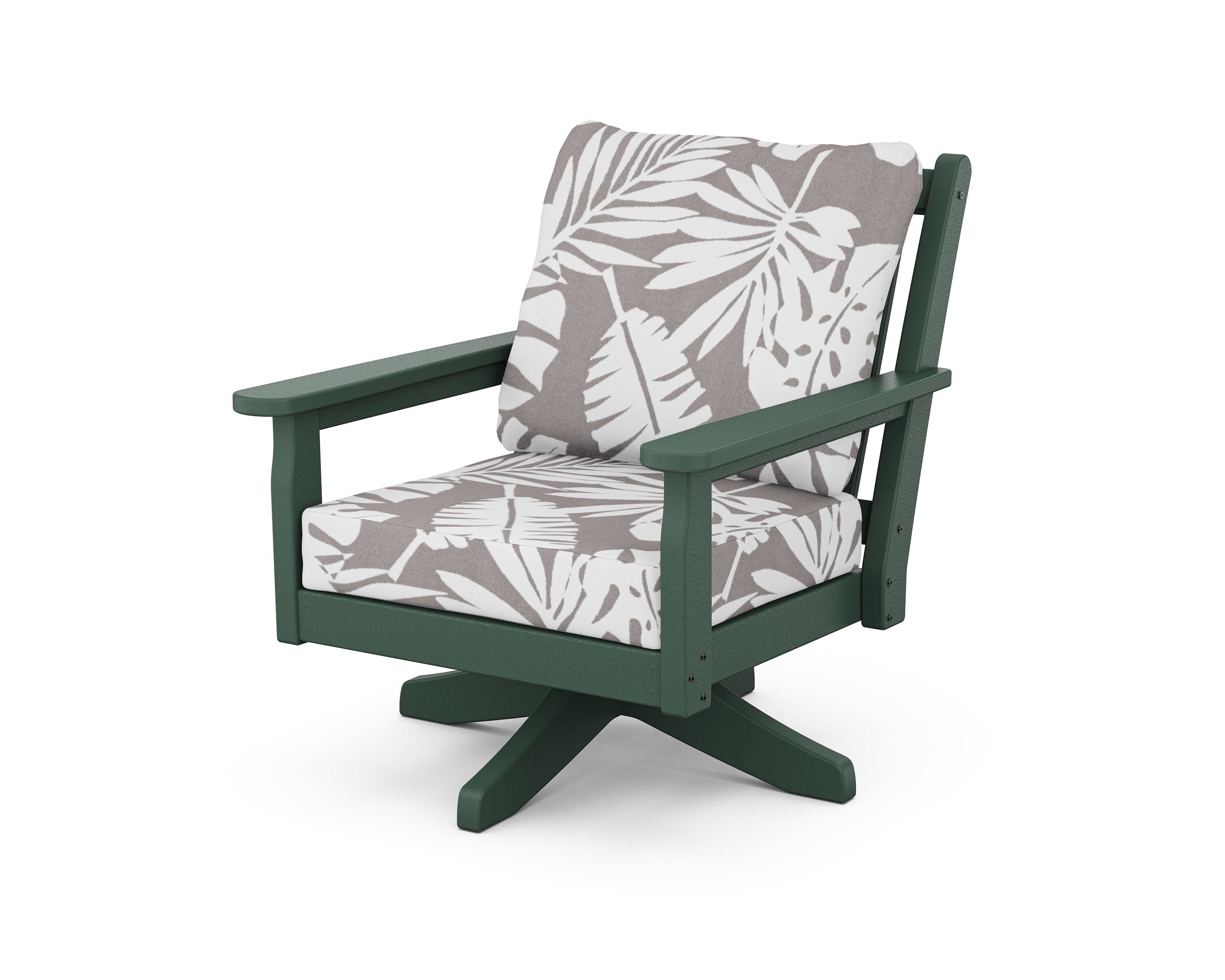 POLYWOOD® Chippendale Deep Seating Swivel Chair in Green / Leaf Grey Mist