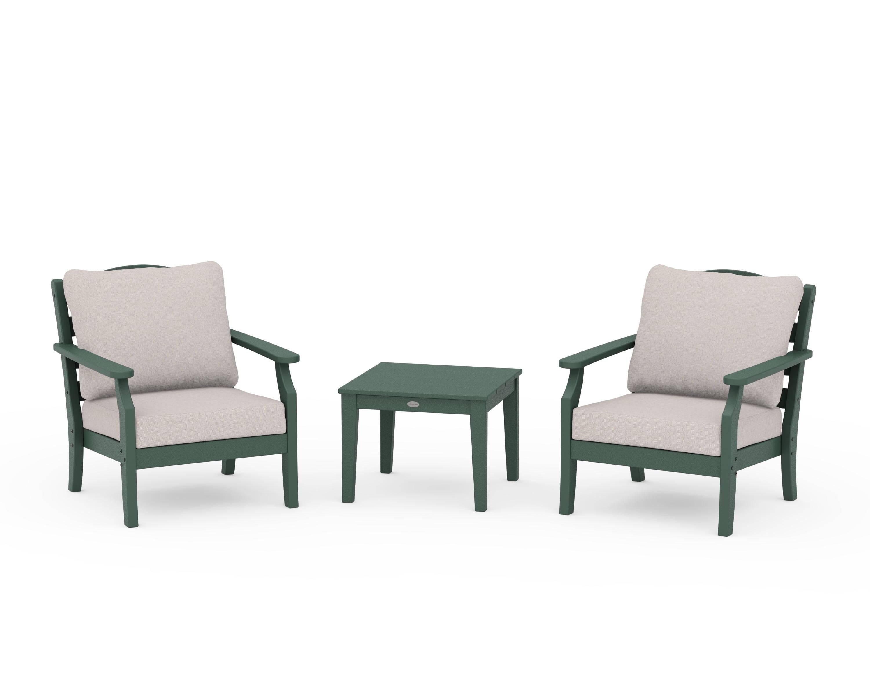 Draper James™ by POLYWOOD® Savannah 3-Piece Deep Seating Set in Green / Dune Burlap