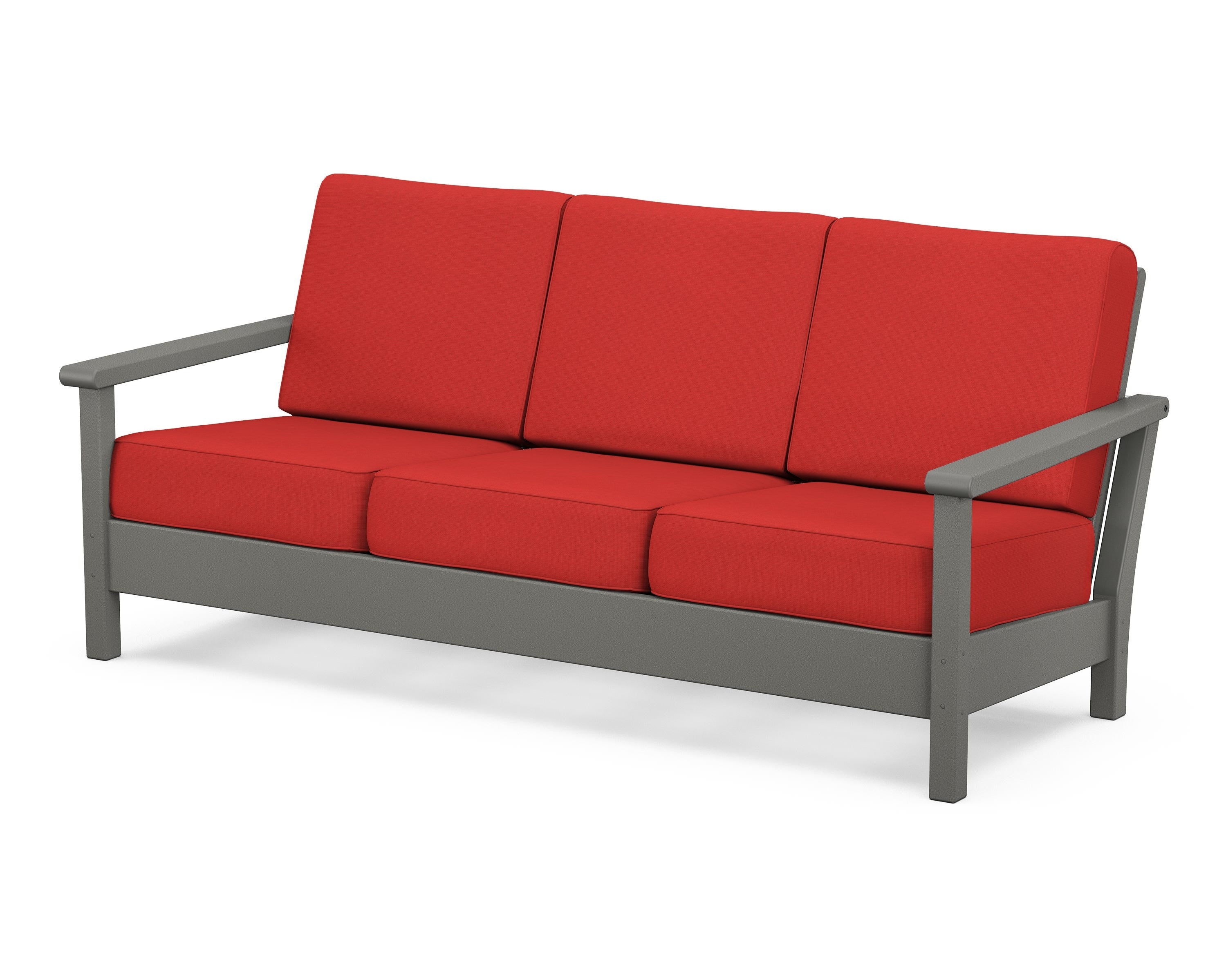 POLYWOOD® Harbour Deep Seating Sofa in Slate Grey / Crimson Linen