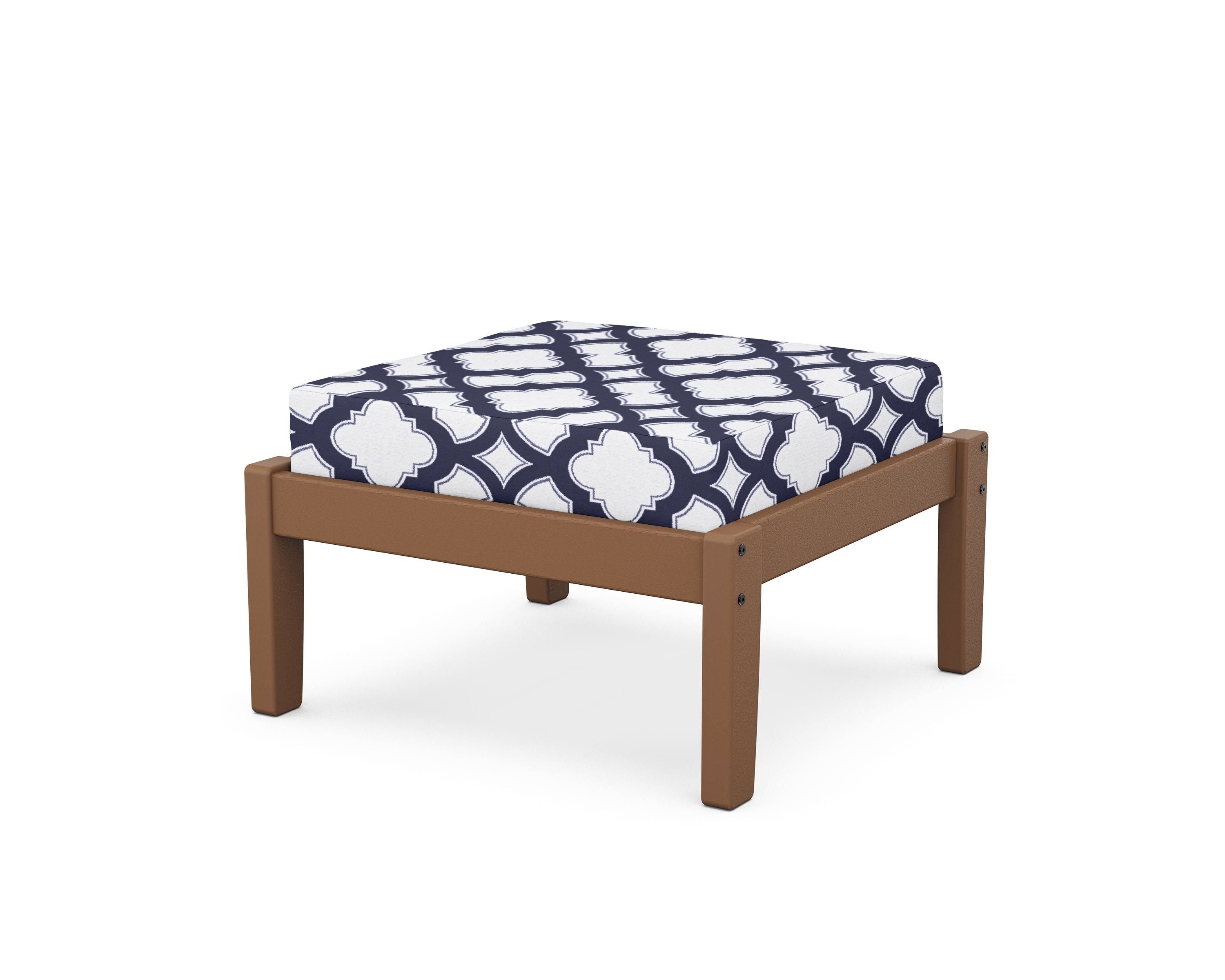 Unbranded Deep Seating Ottoman in Teak / Trellis Navy