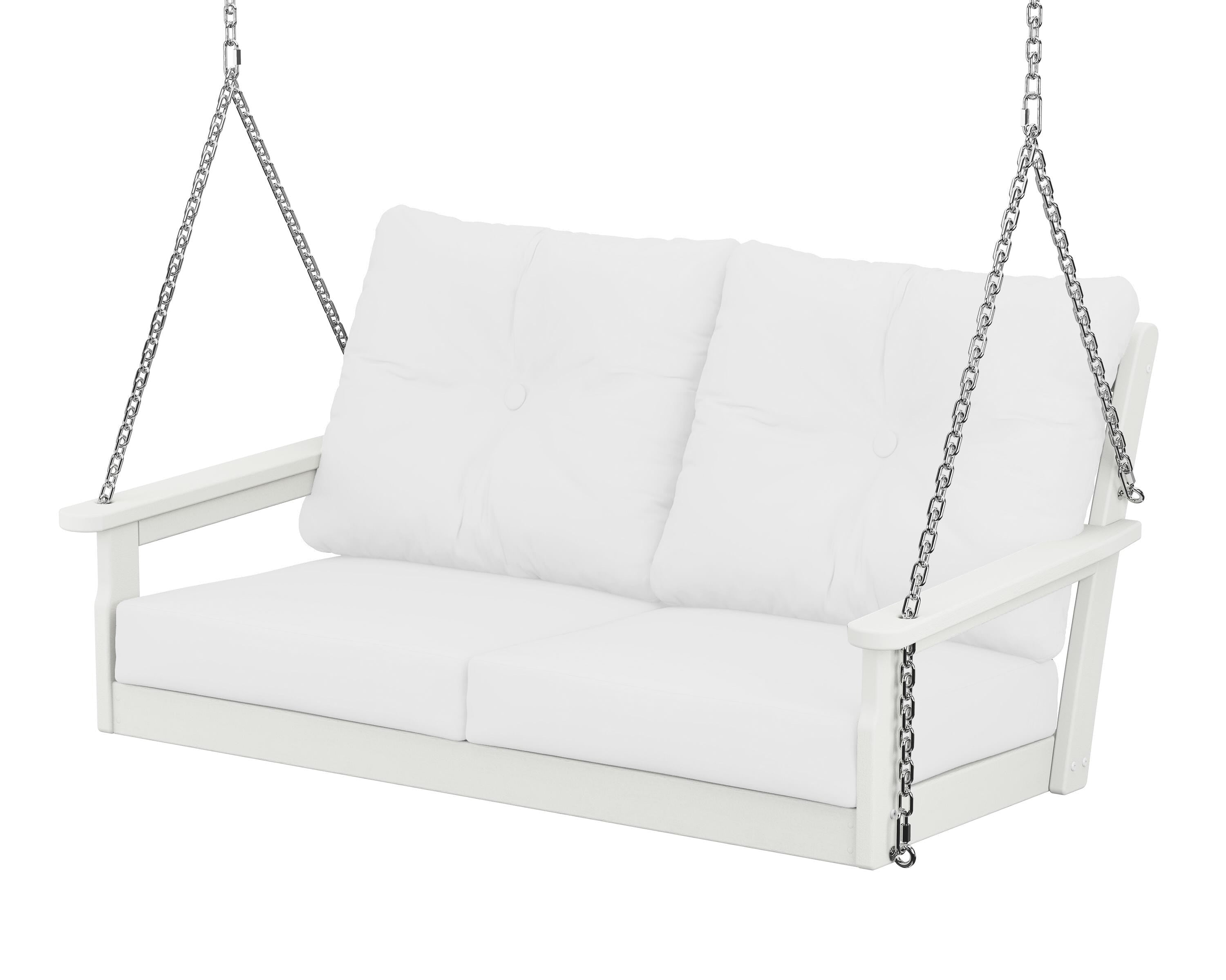 POLYWOOD® Vineyard Deep Seating Swing in Vintage White / Natural
