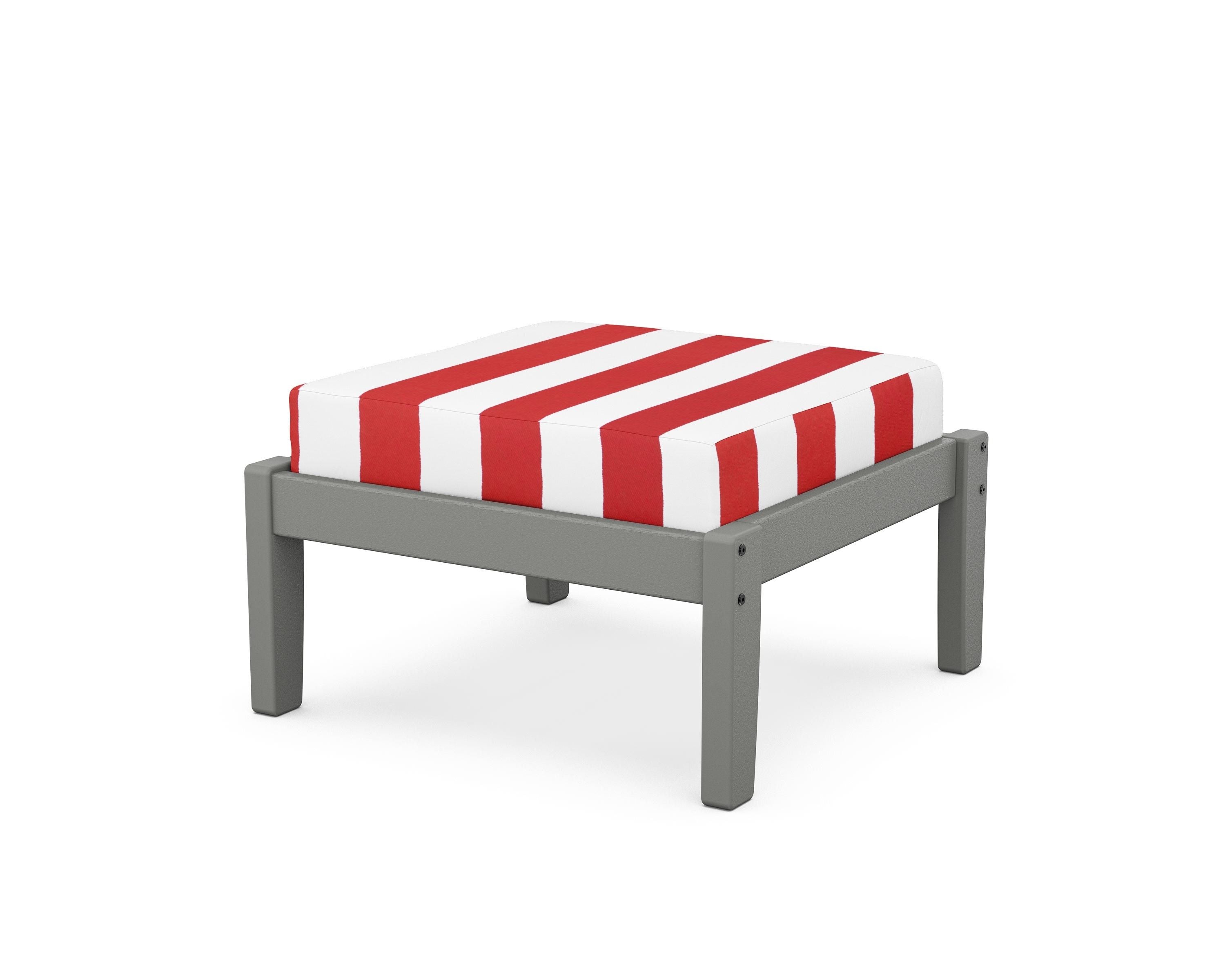 Unbranded Deep Seating Ottoman in Slate Grey / Cabana Stripe Crimson