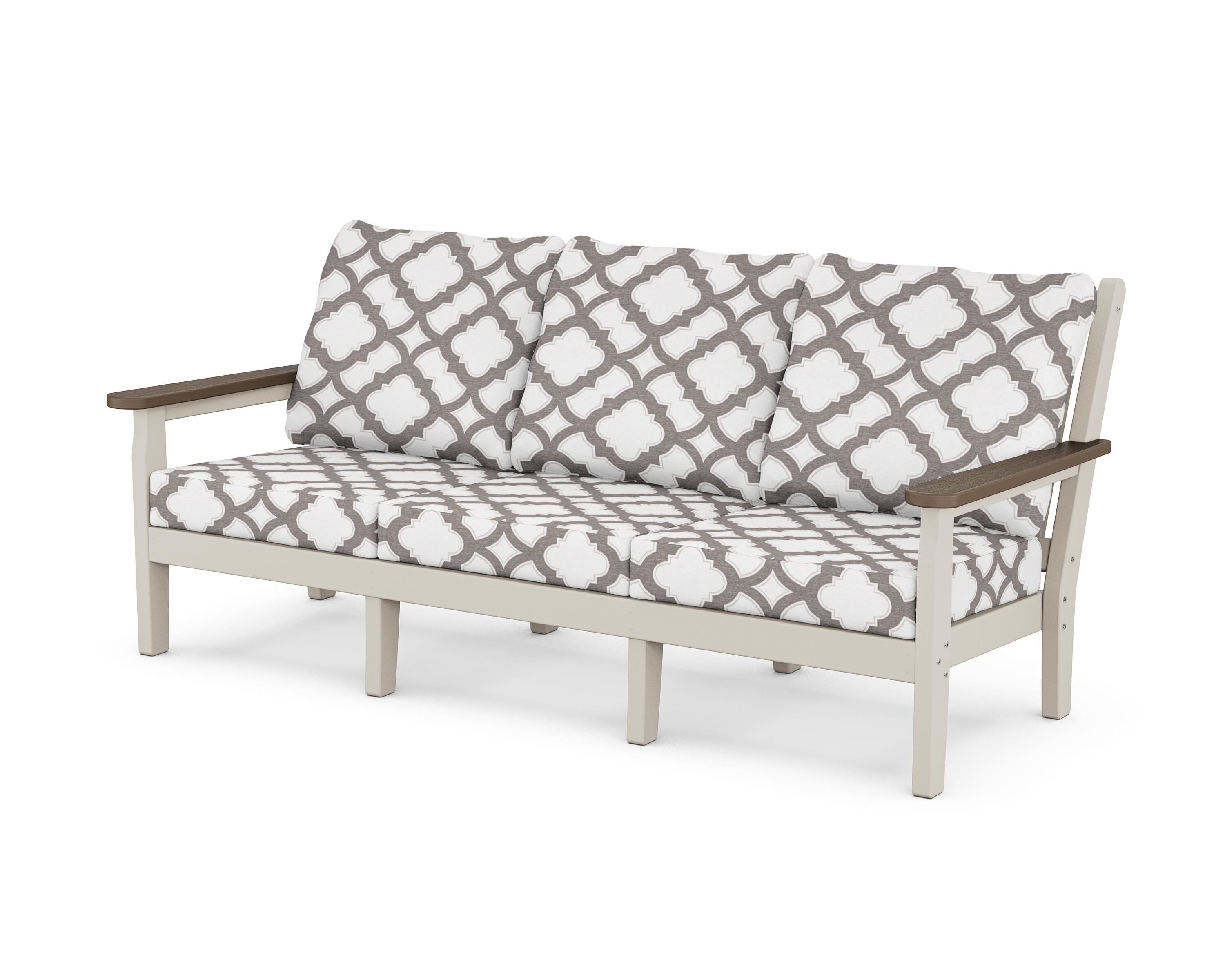 POLYWOOD® Chippendale Deep Seating Sofa in Sand / Kona / Trellis Grey Mist