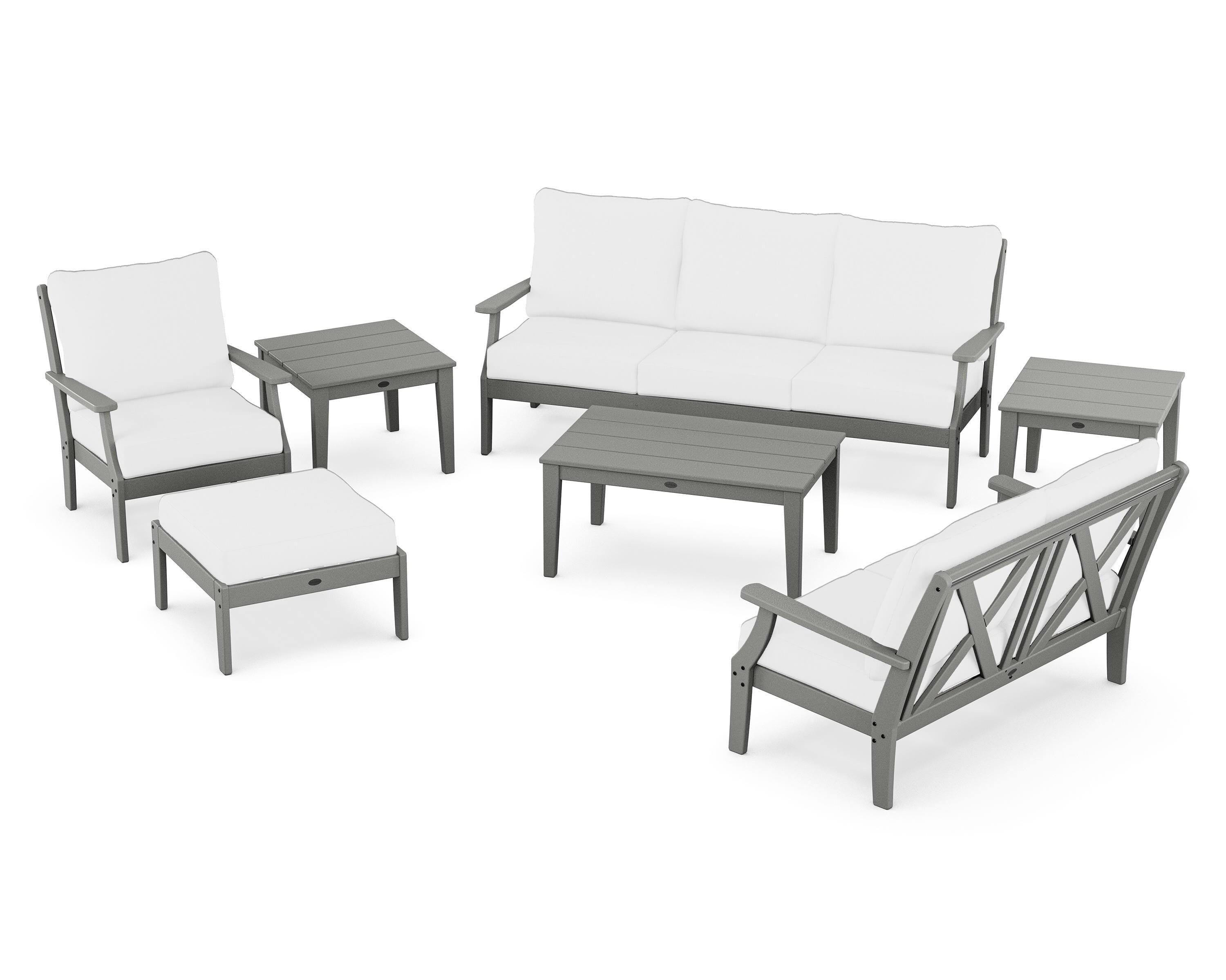 POLYWOOD® Braxton 7-Piece Deep Seating Set in Slate Grey / Natural