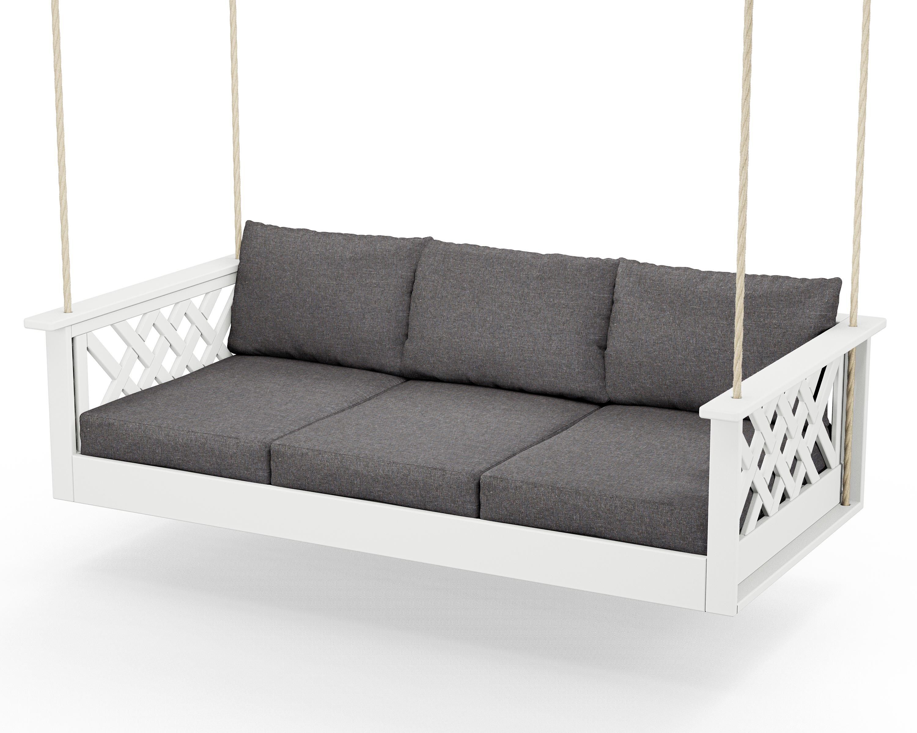 Country Living Wovendale Daybed Swing in White / Ash Charcoal