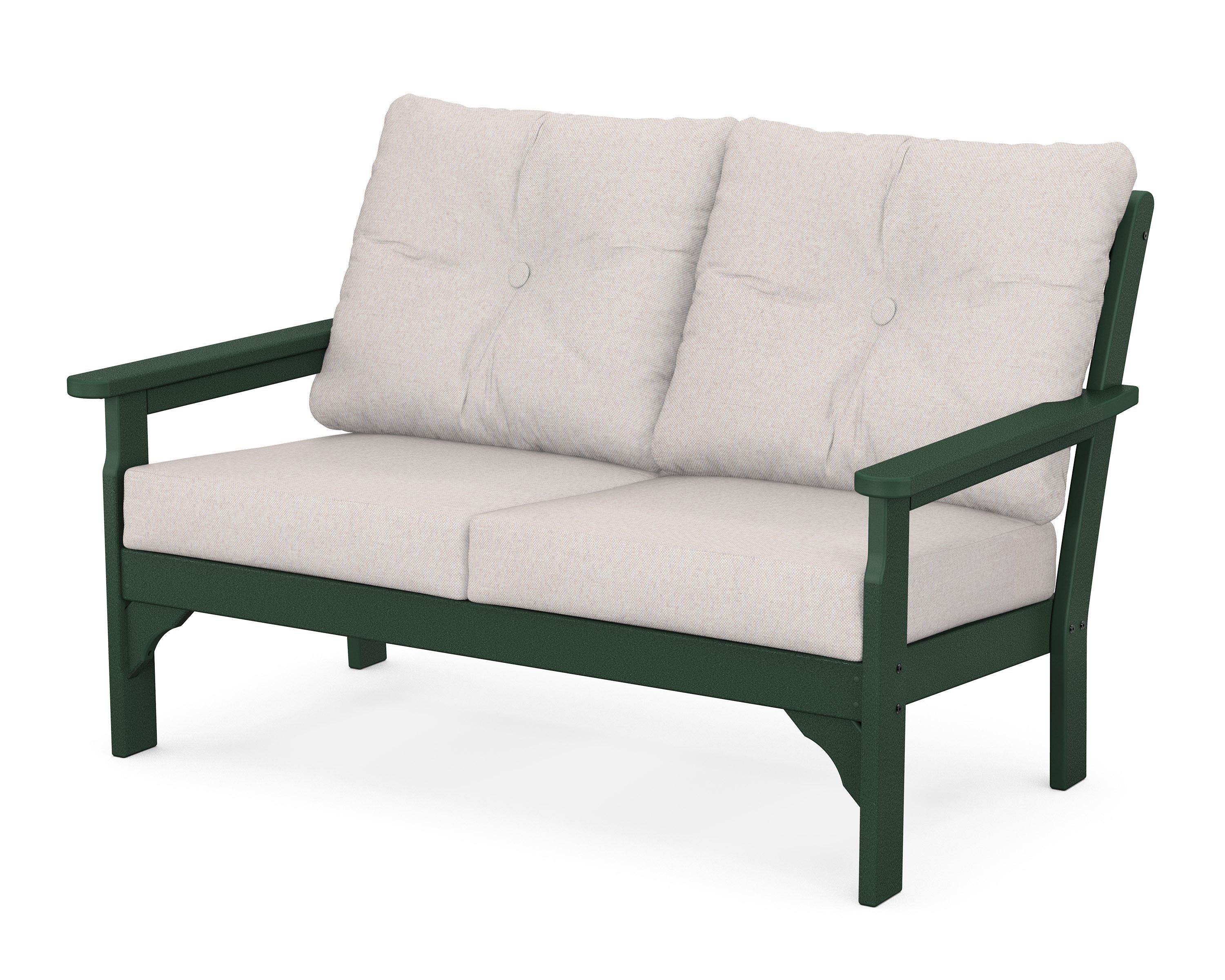 POLYWOOD® Vineyard Deep Seating Loveseat in Green / Dune Burlap