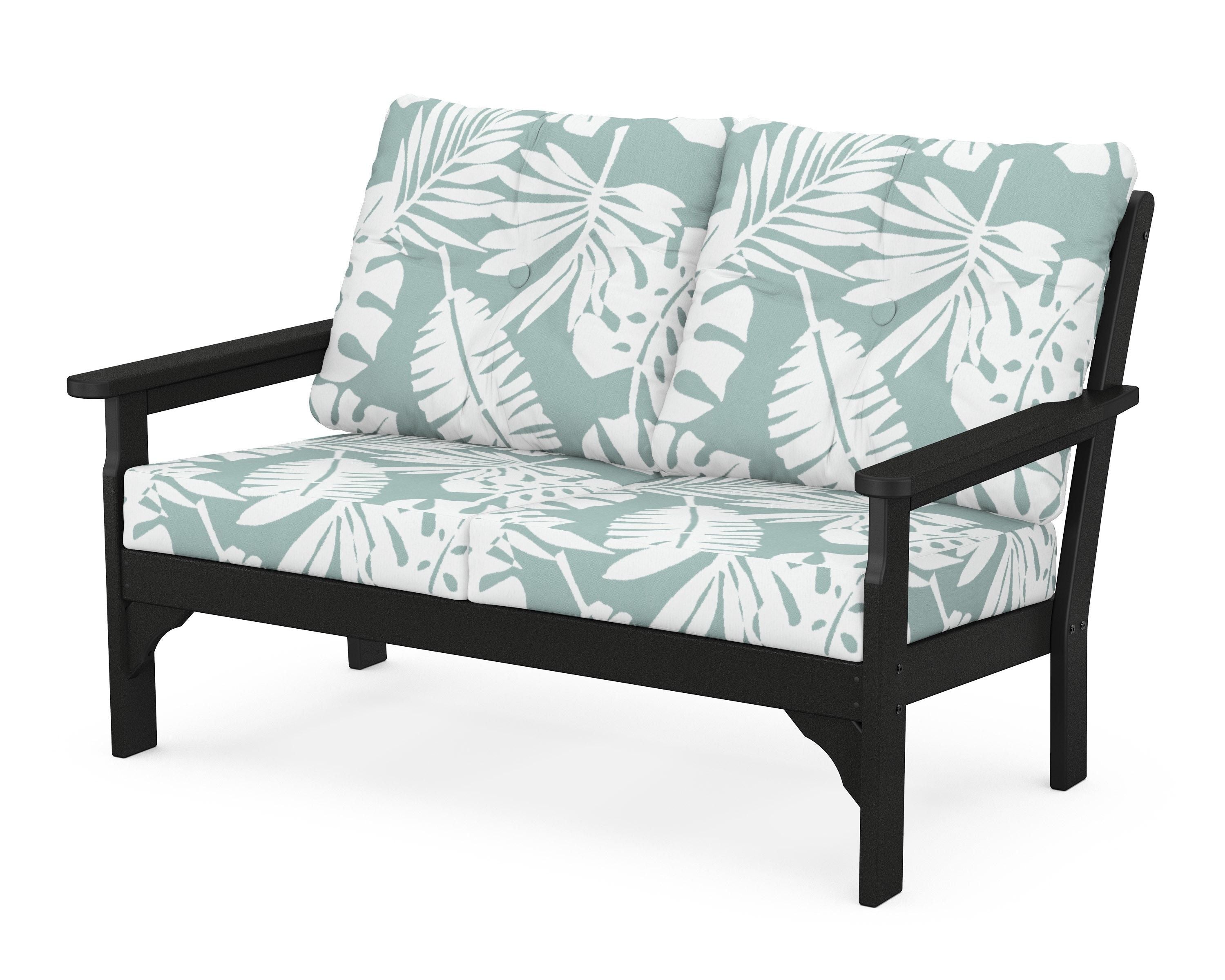 POLYWOOD® Vineyard Deep Seating Loveseat in Black / Leaf Glacier Spa