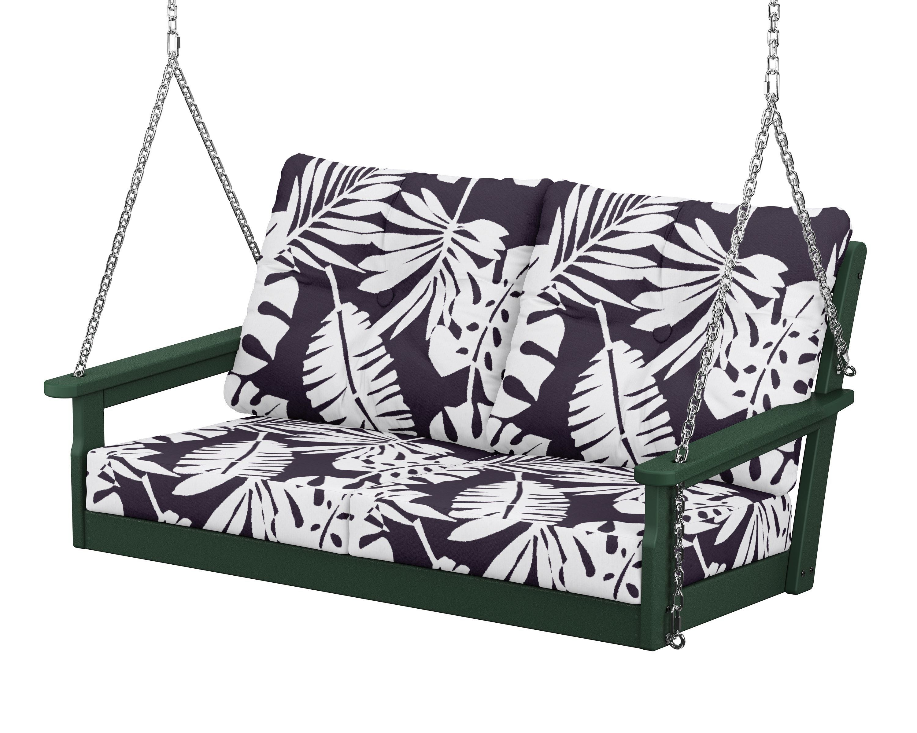 POLYWOOD® Vineyard Deep Seating Swing in Green / Leaf Navy