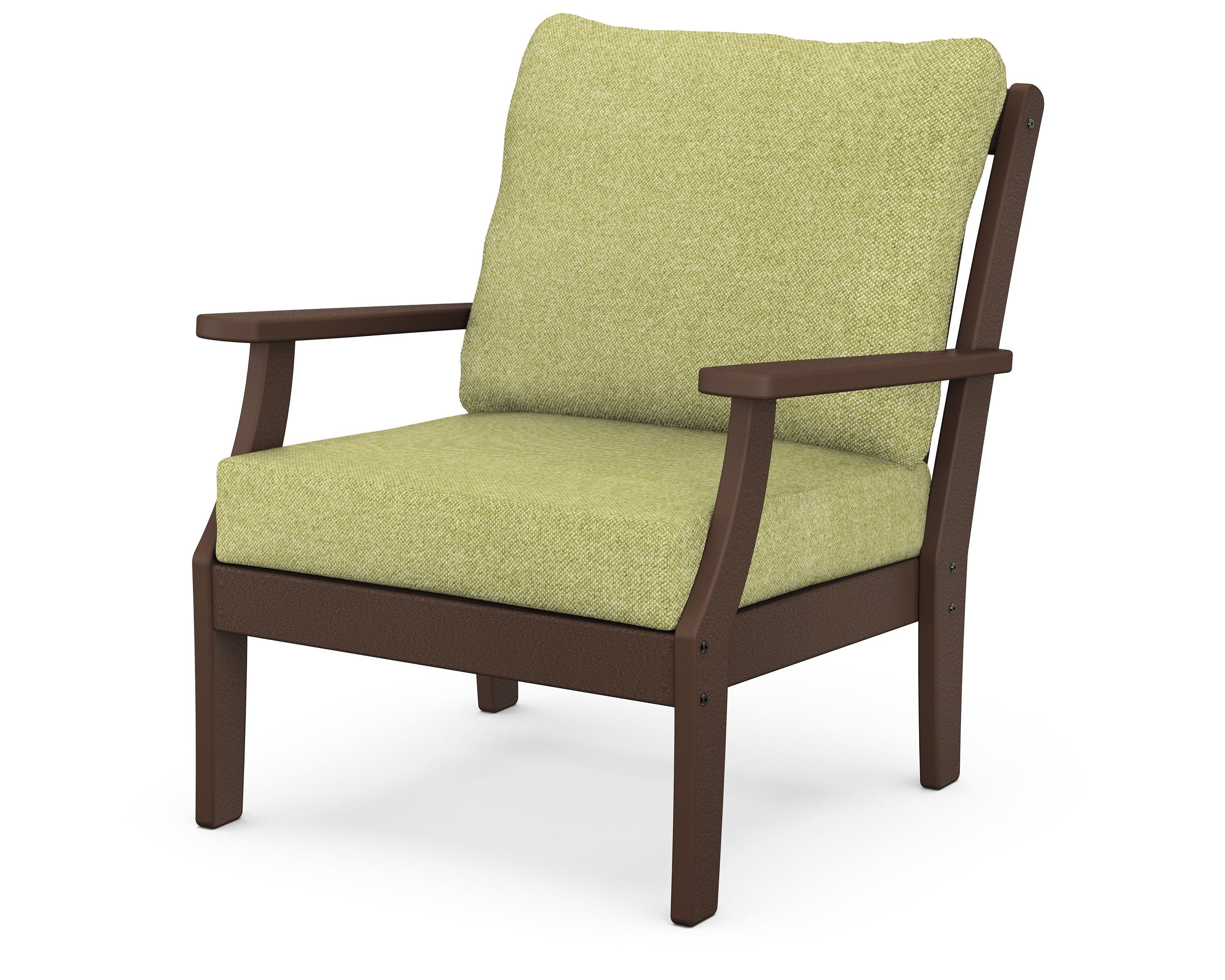 POLYWOOD® Braxton Deep Seating Chair in Mahogany / Chartreuse Boucle