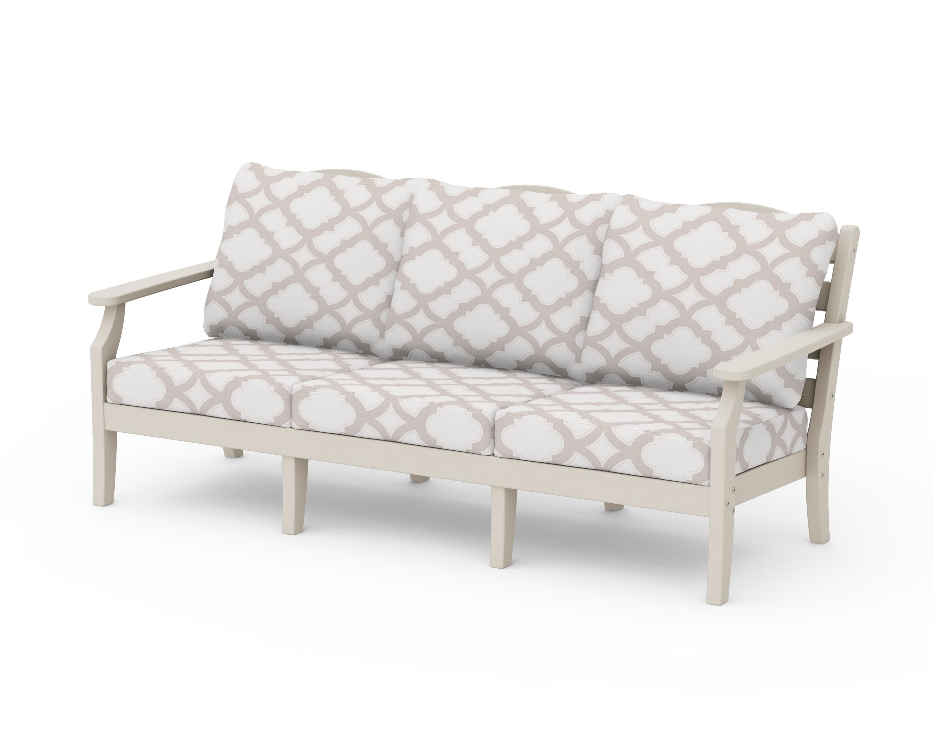 Draper James™ by POLYWOOD® Savannah Deep Seating Sofa in Sand / Trellis Dune Burlap