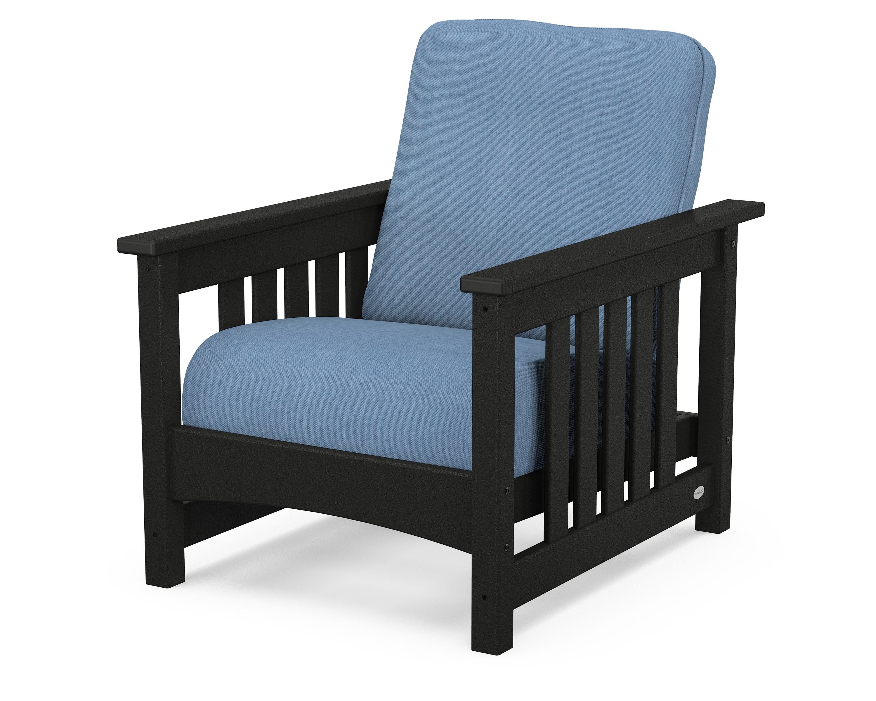 POLYWOOD® Club Mission Chair in Black / Sky Blue