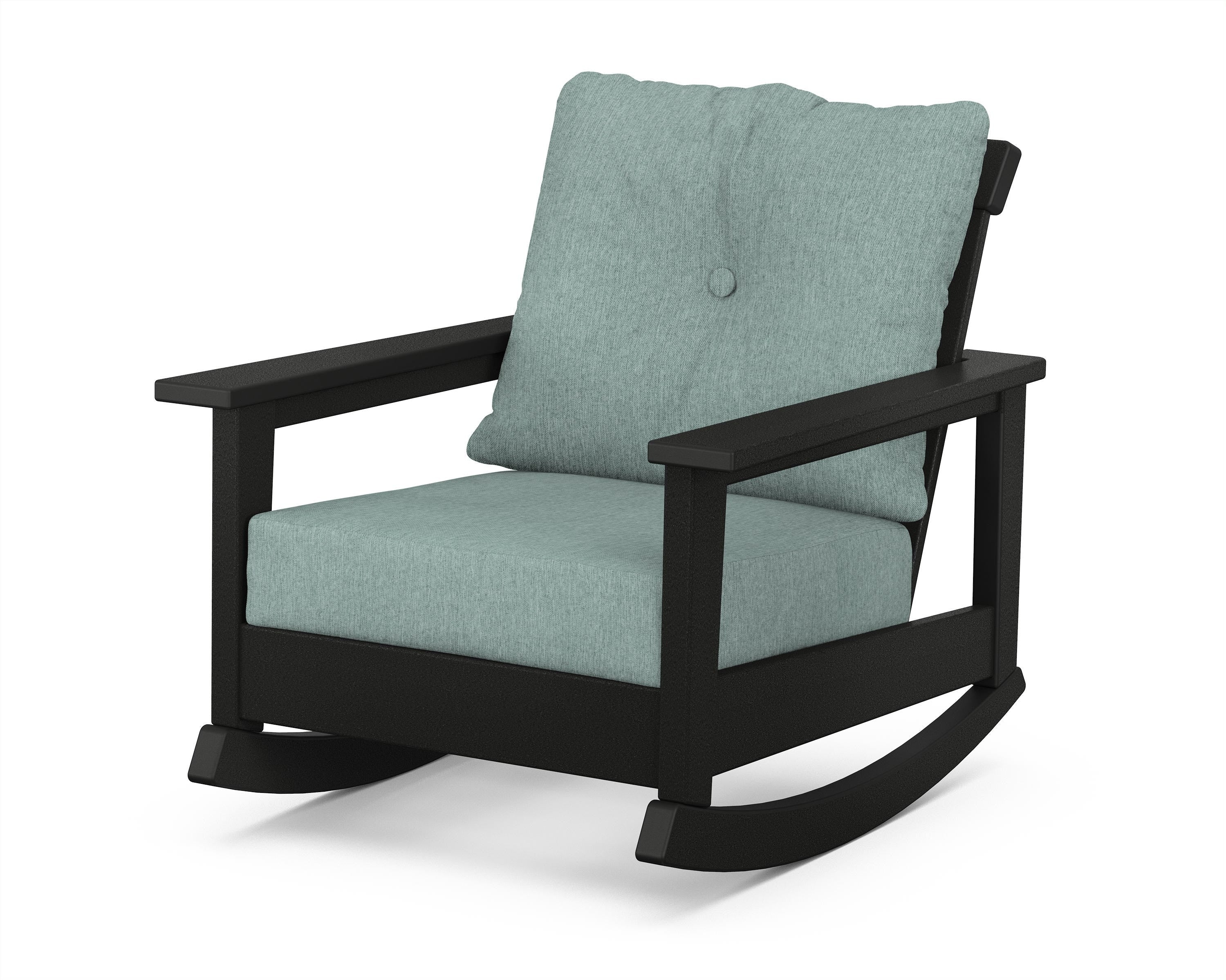 POLYWOOD® Prescott Deep Seating Rocking Chair in Black / Glacier Spa