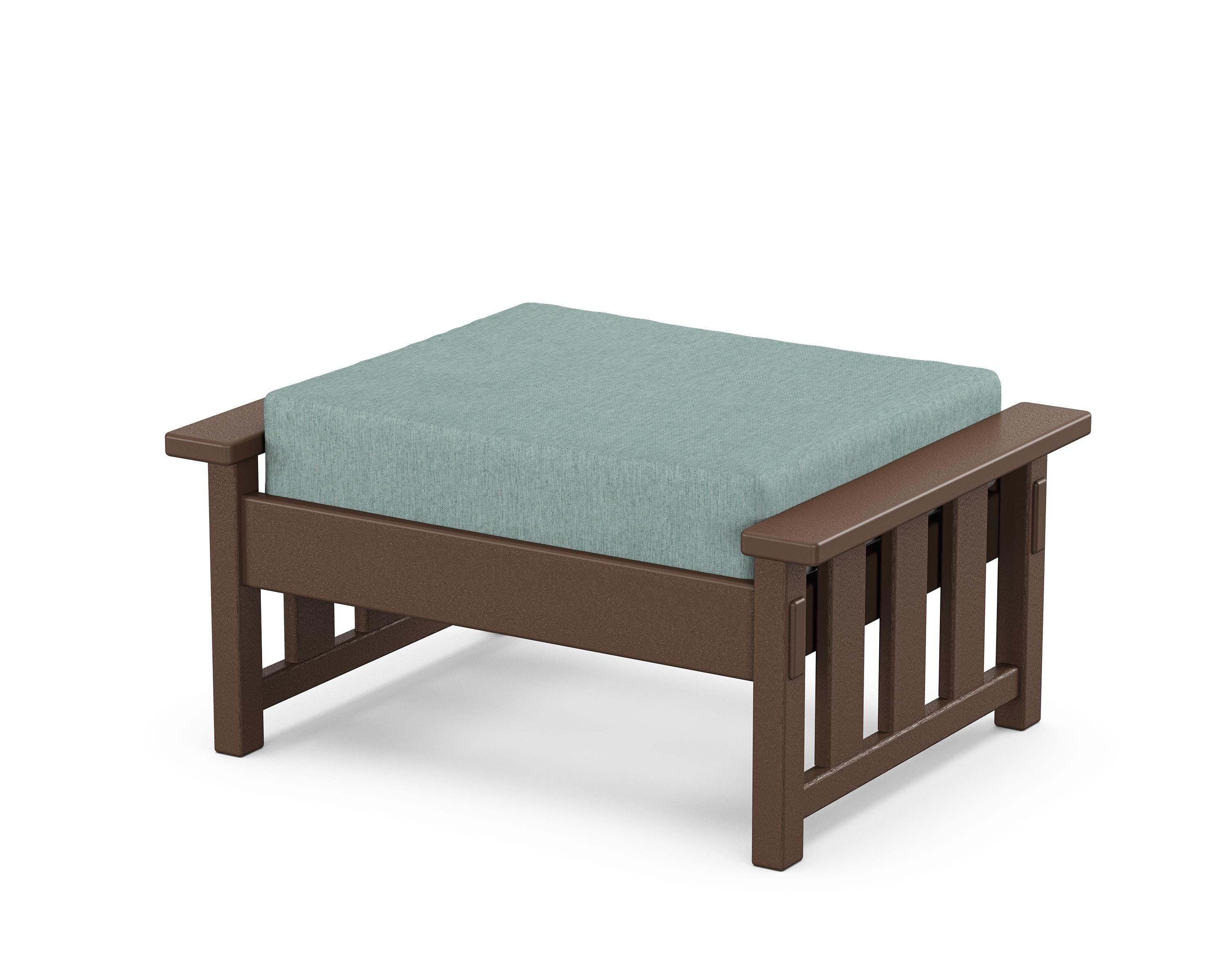 Martha Stewart by POLYWOOD® Acadia Deep Seating Ottoman in Mahogany / Glacier Spa