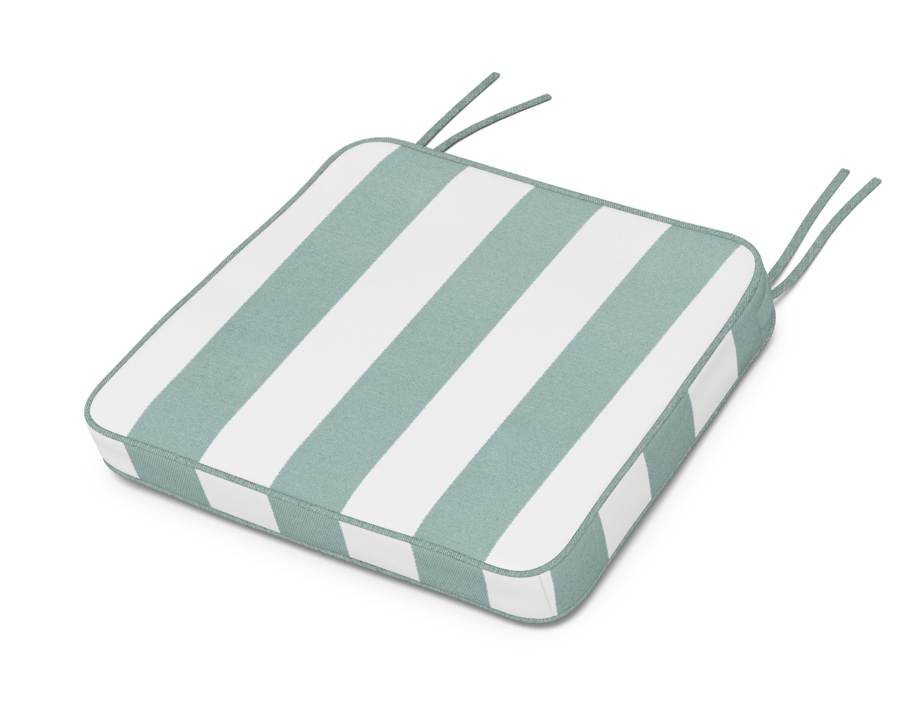 Martha Stewart by POLYWOOD® Chinoiserie Arm Chair Seat Cushion in Cabana Stripe Glacier Spa