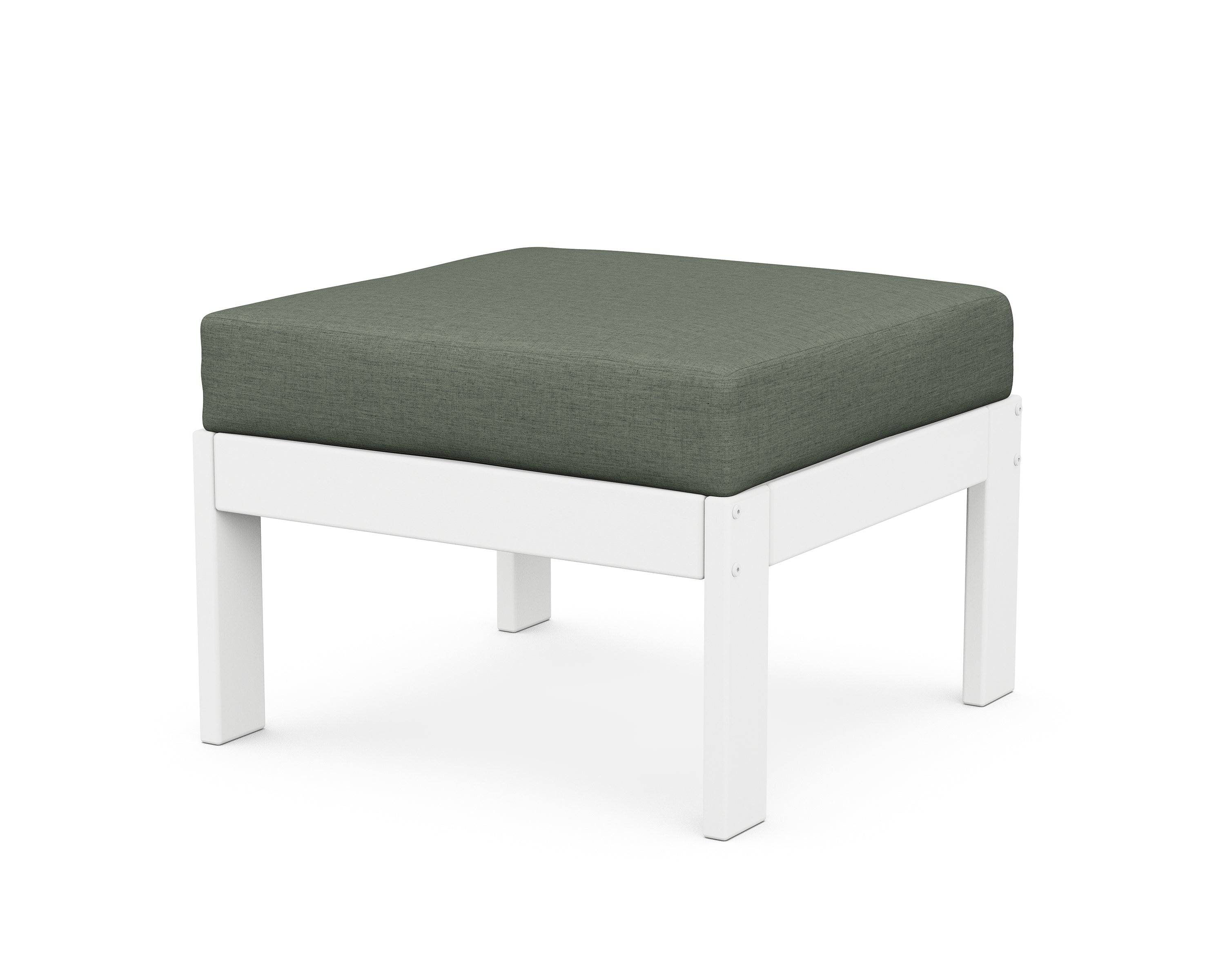 POLYWOOD® Vineyard Modular Ottoman in White / Cast Sage
