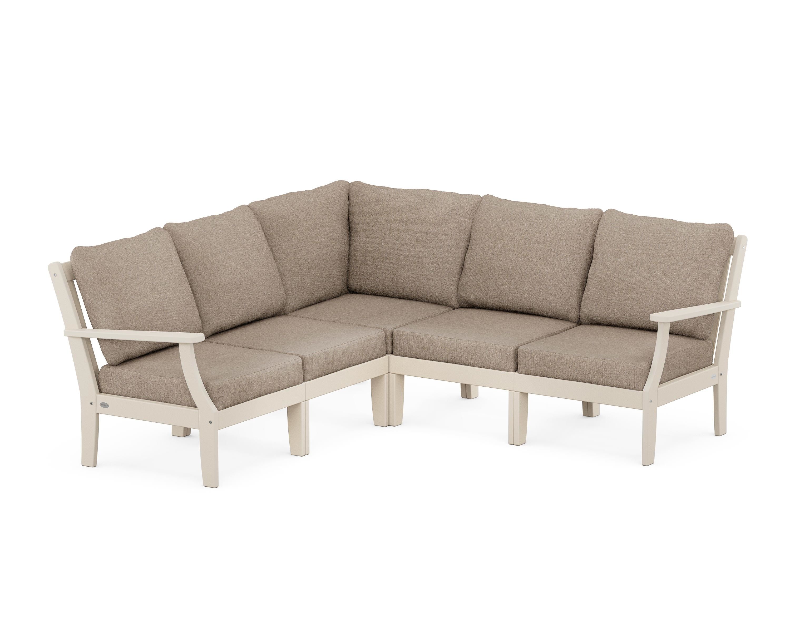 POLYWOOD® Braxton Modular 5-Piece Deep Seating Set in Sand / Spiced Burlap