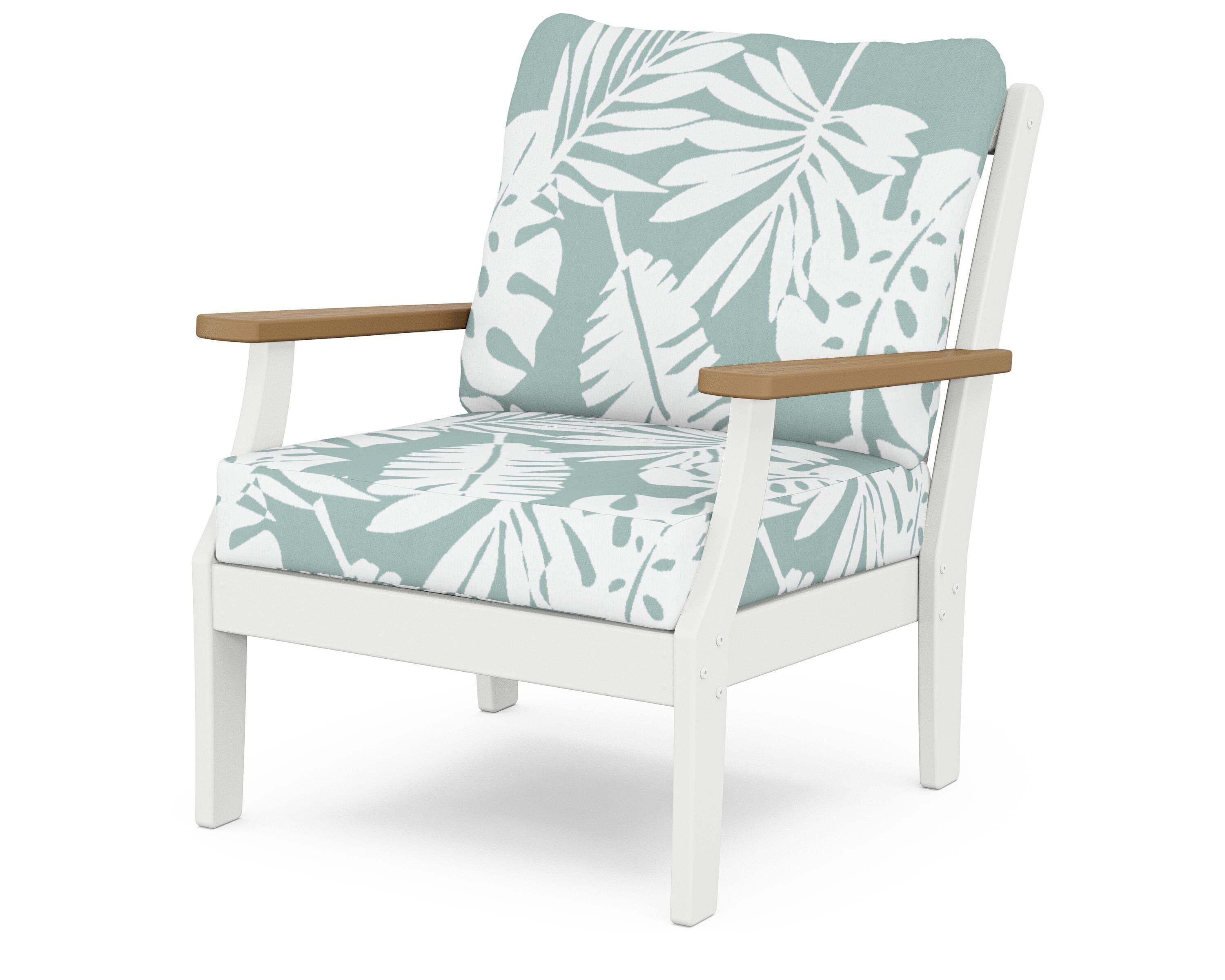 POLYWOOD® Braxton Deep Seating Chair in White / Natural / Leaf Glacier Spa