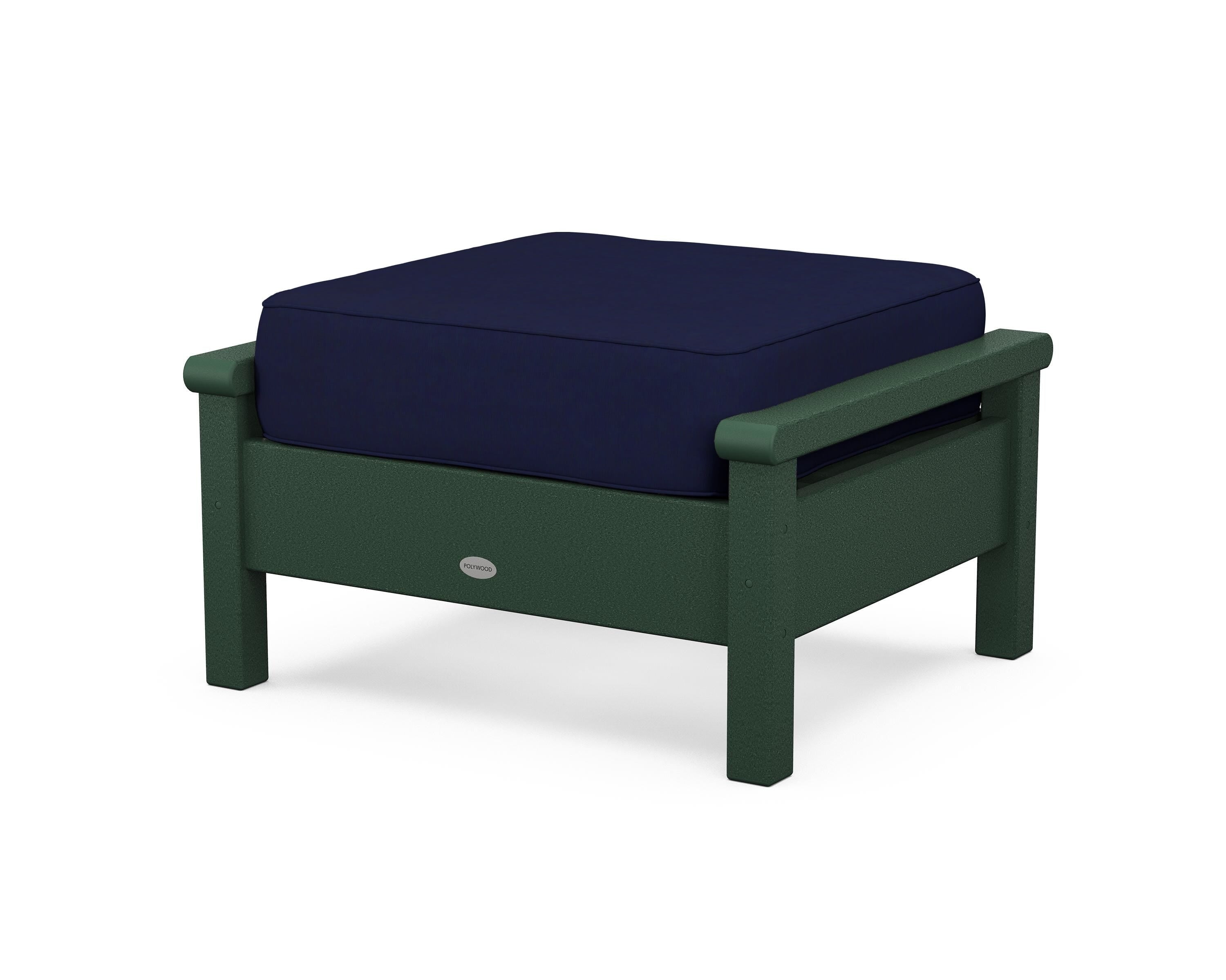 POLYWOOD® Harbour Deep Seating Ottoman in Green / Navy