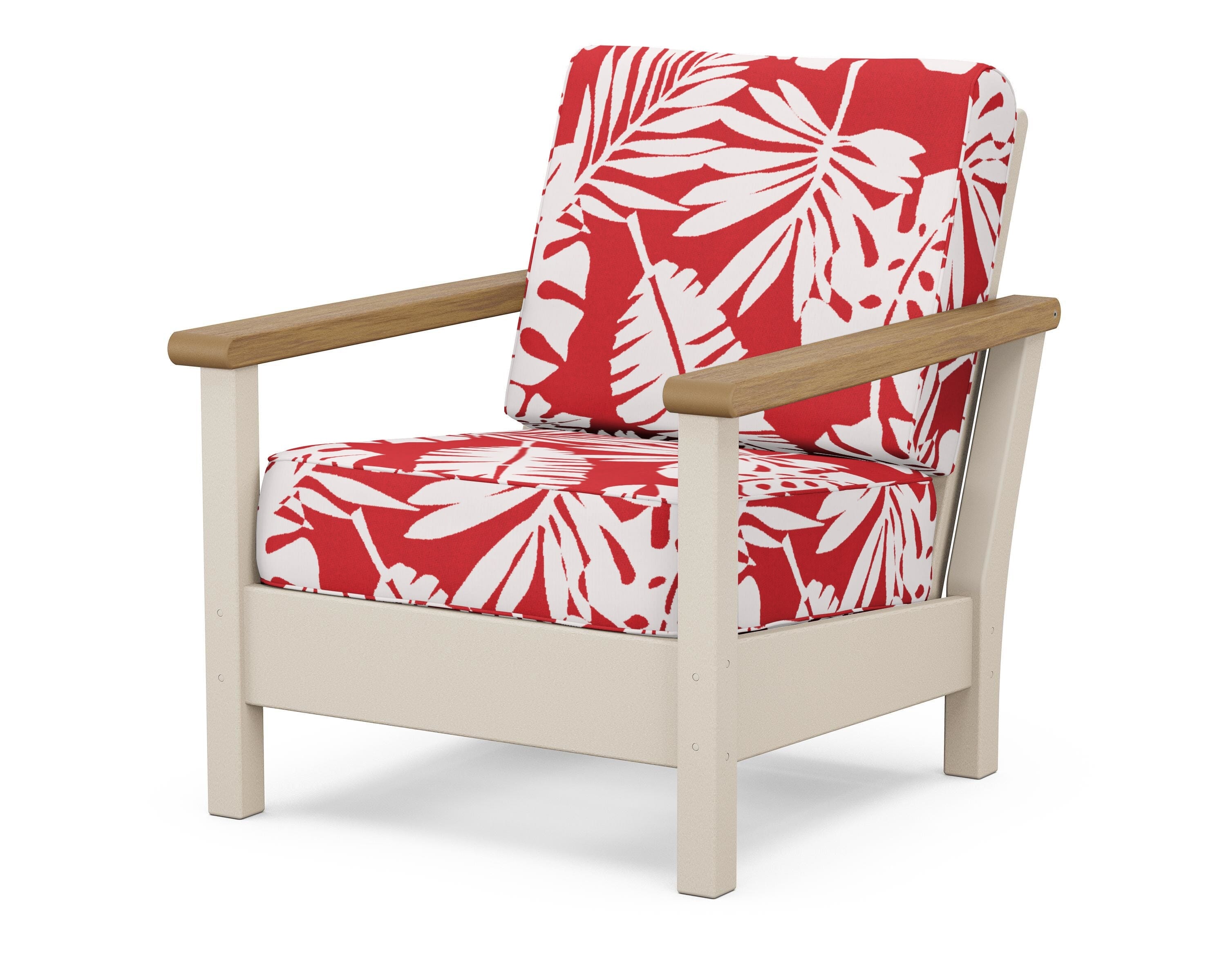 POLYWOOD® Harbour Deep Seating Chair in Sand / Natural / Leaf Crimson
