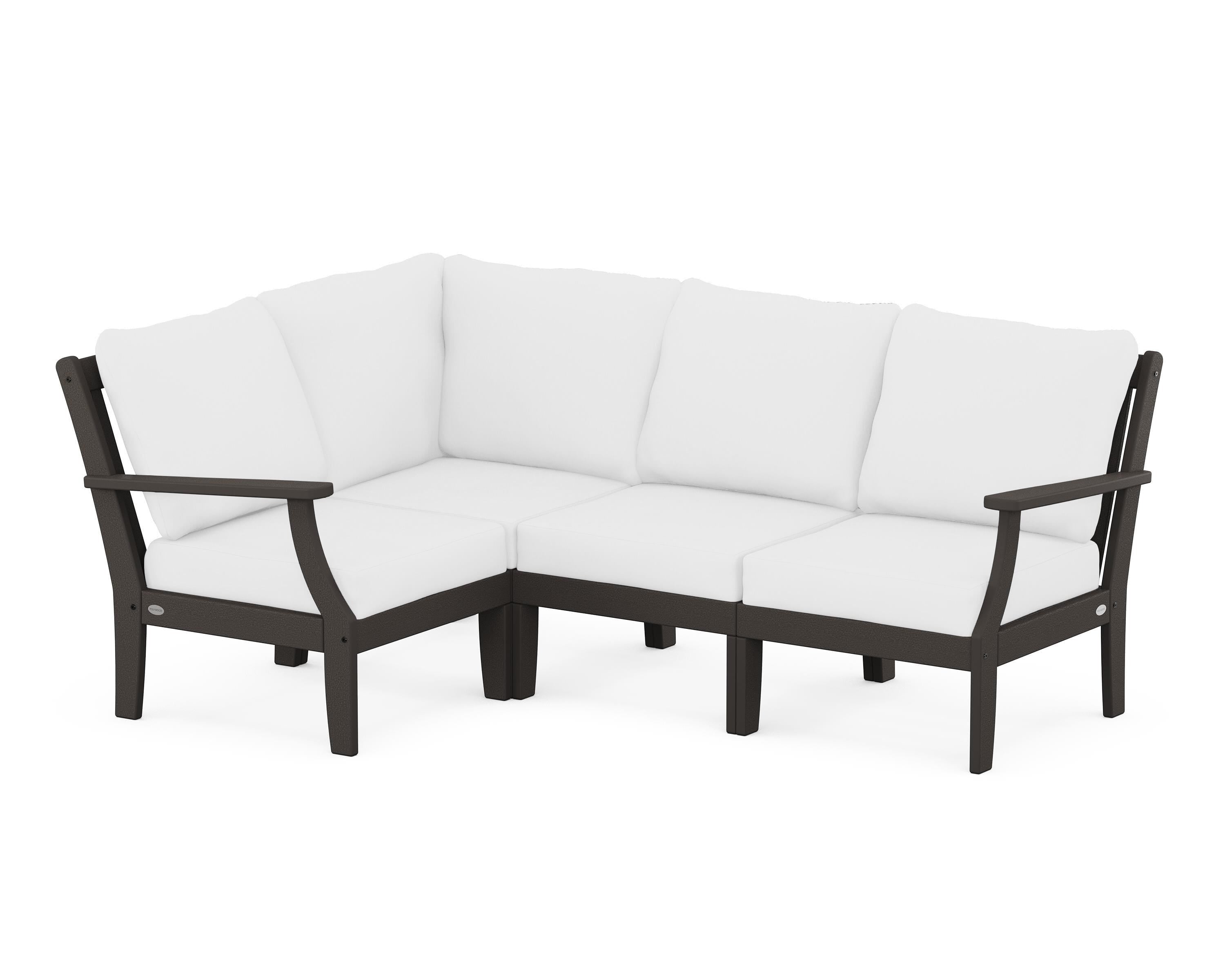 POLYWOOD® Braxton Modular 4-Piece Deep Seating Set in Vintage Coffee / Natural