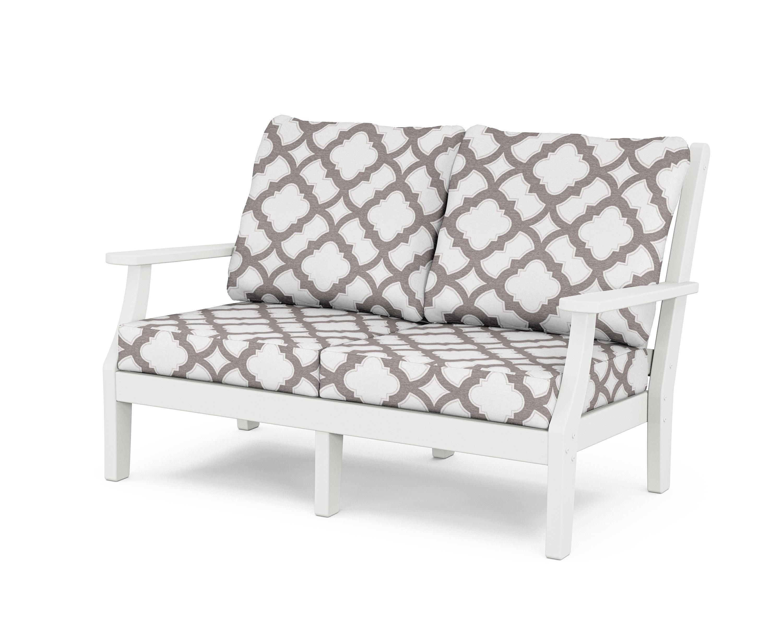 Country Living Wovendale Deep Seating Loveseat in White / Trellis Grey Mist