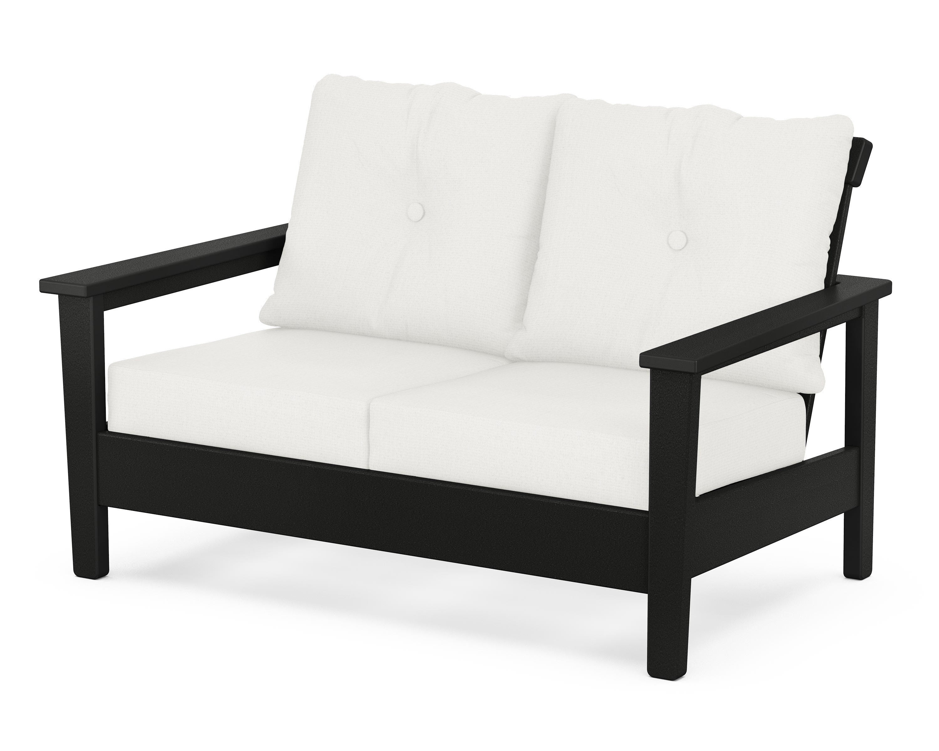 POLYWOOD® Prescott Deep Seating Loveseat in Black / Natural Linen