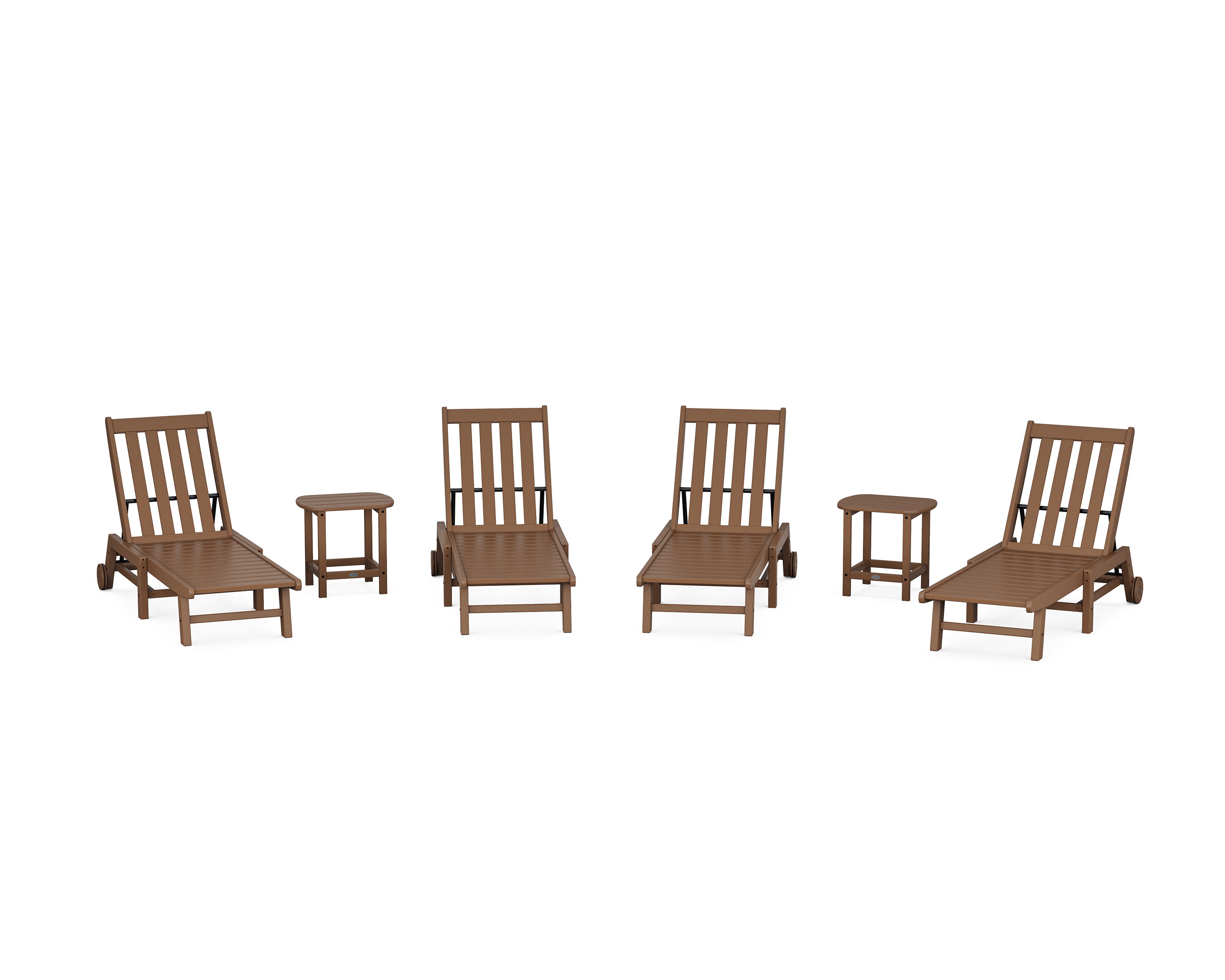 POLYWOOD® Vineyard 6-Piece Chaise with Wheels Set in Teak